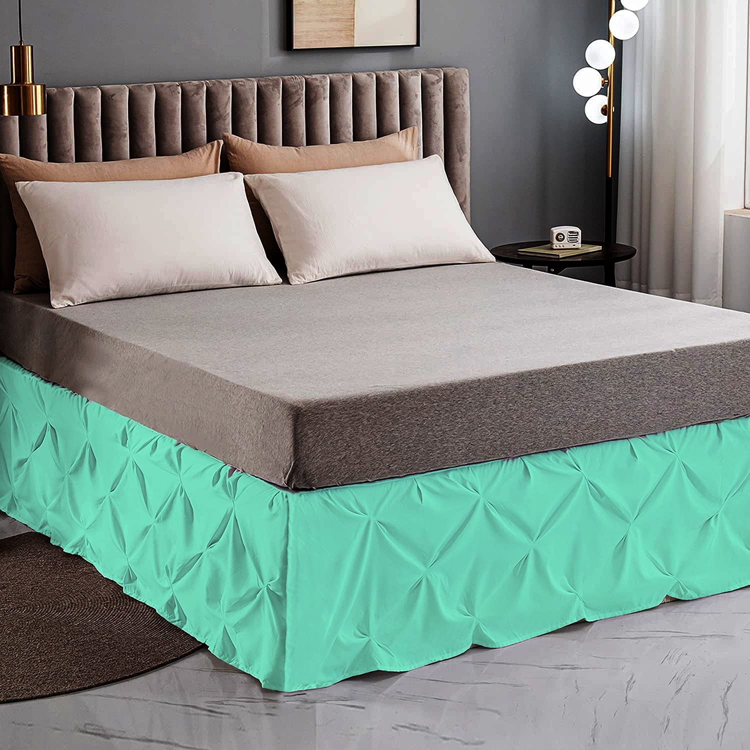 Premium 100% Pure Cotton 600 TC Wrap Around Bed Skirt - Cal King Size, Aqua Color, 12