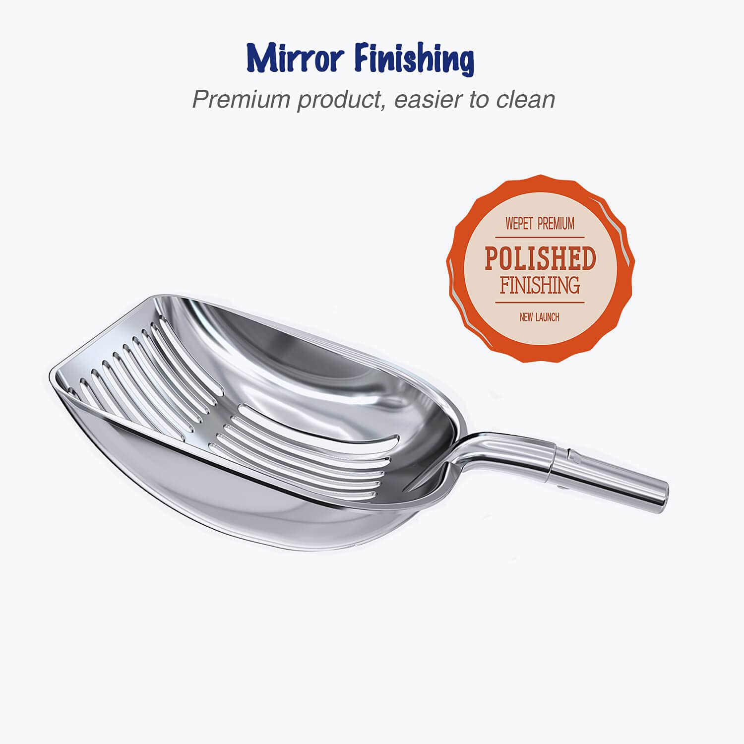 WePet Premium Aluminum Alloy Cat Litter Scoop - Heavy Duty Metal Sifter with Long Handle & Deep Shovel - Durable Poop Scooper for Kitty Litter Box - Perfect for Quick Cleanup & Odor Control