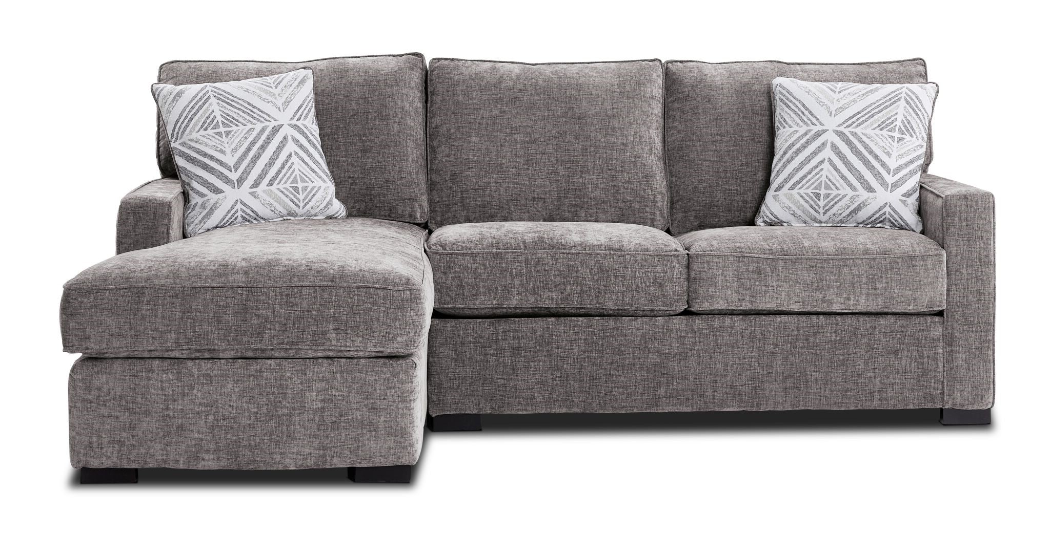 Charlotte 2-Piece Left Facing Chaise Sectional Sofa in Smoke Gray - Modern Living Room Furniture for Small Spaces & Apartments
