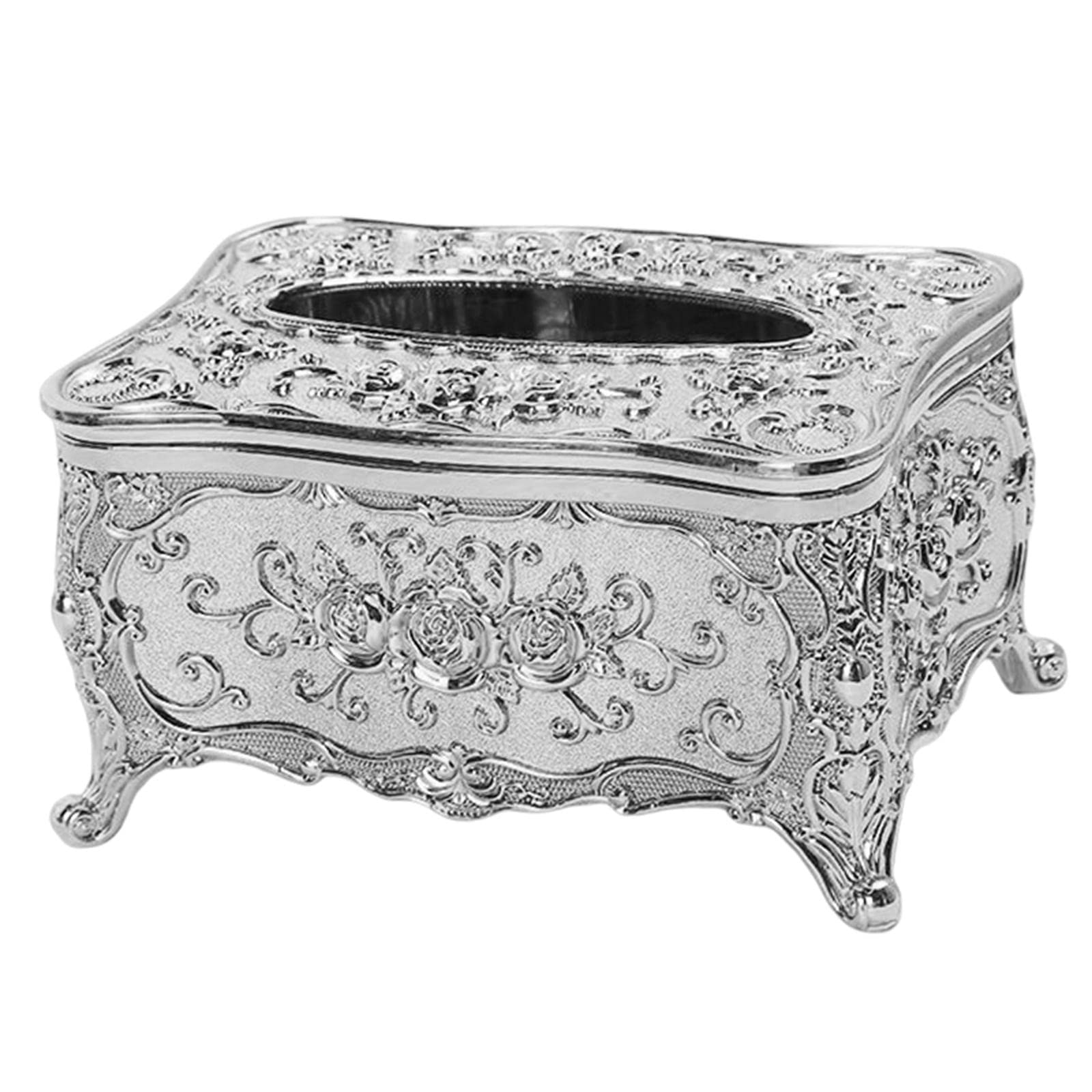 Luxury Acrylic Tissue Box Cover - Rectangular Toilet Paper Holder for Car, Bathroom, Office, Counter & Table - Silver | Modern Home & Office Decor
