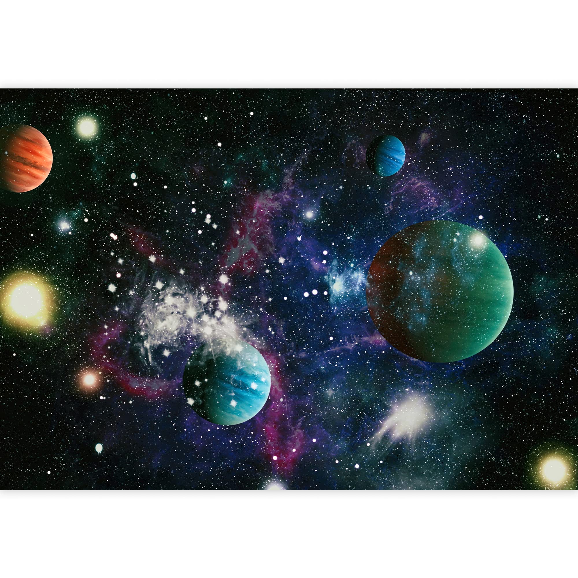 Removable Peel and Stick Wallpaper - Space Themed Wall Murals for Bedroom (100x144 inches) - Giant Planets Universe Decals for Home Decor & Kids Room