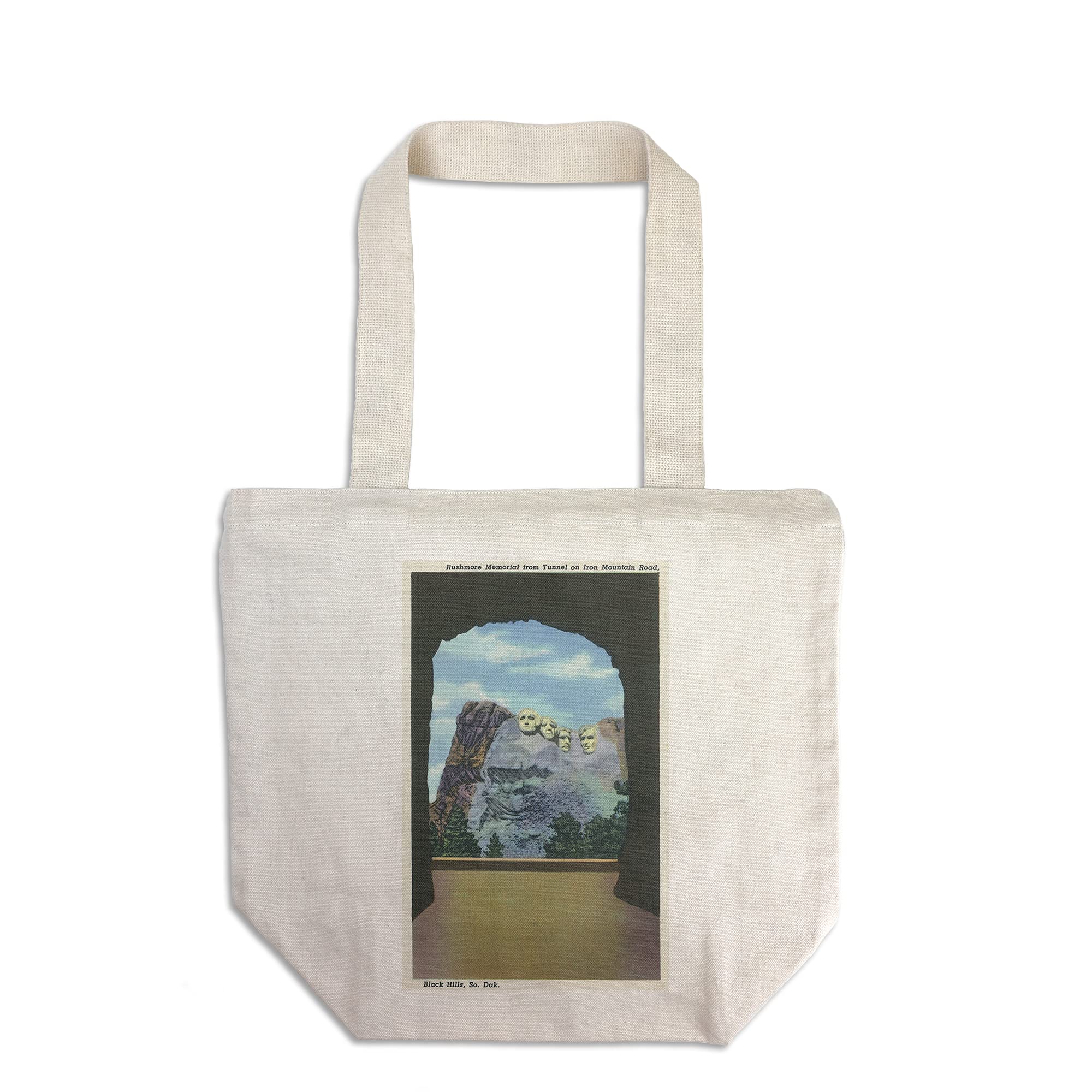 Lantern Press Black Hills South Dakota Iron Mountain Road Tunnel View of Mount Rushmore Memorial - 100% Cotton Canvas Reusable Tote Bag for Shopping, Beach & Travel