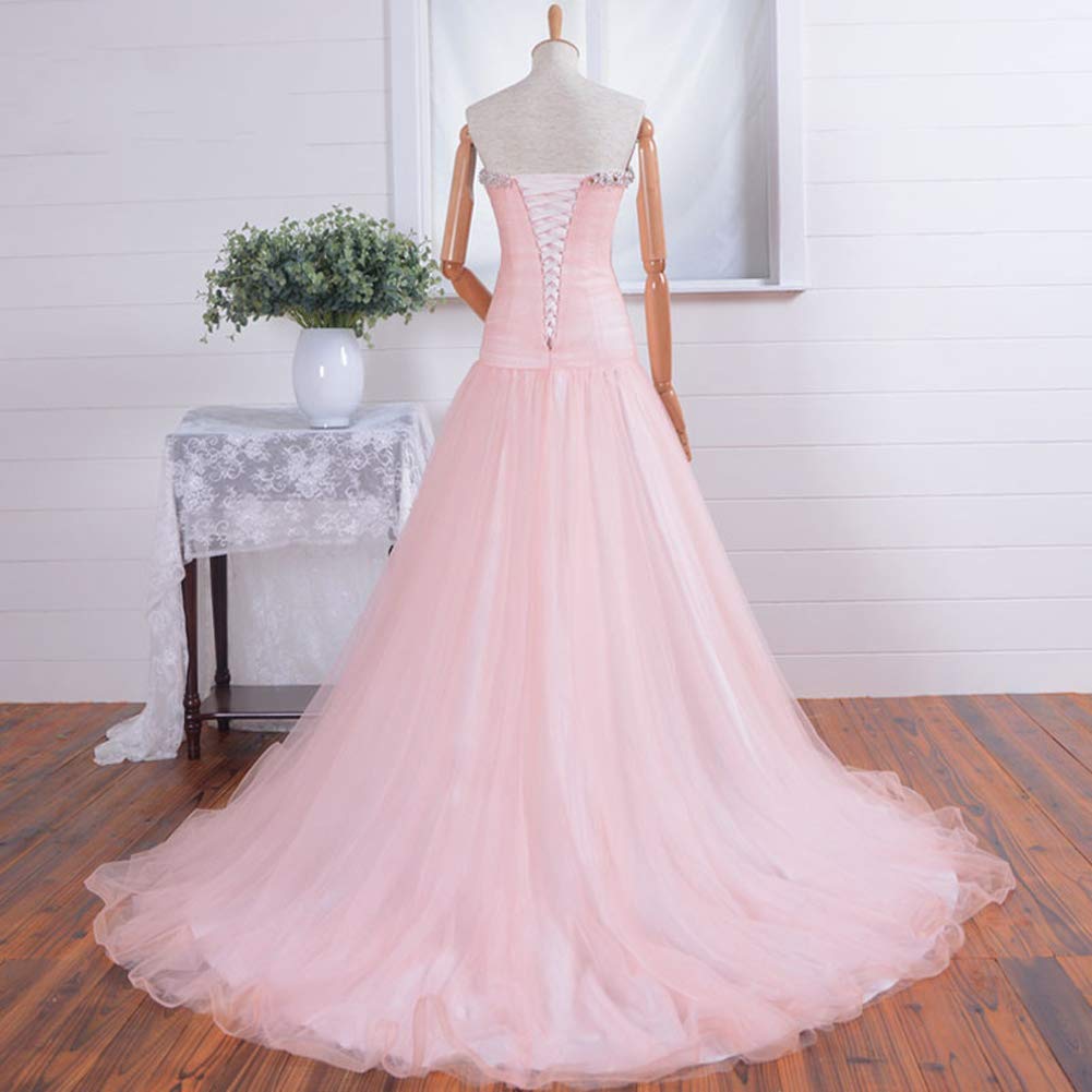 Kivary Mermaid Beaded Tulle Long Corset Sweetheart Prom Evening Dress for Women - Elegant Formal Gown for Homecoming, Wedding Guest & Special Occasions