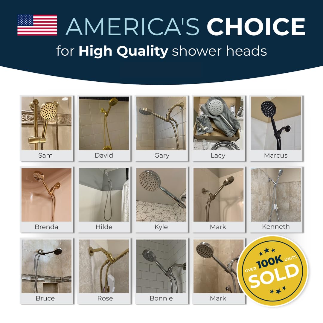 Premium All-Metal Handheld Shower Head Set in Polished Brass - 2.5 GPM Showerhead with 72