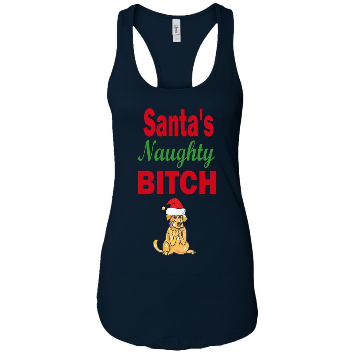 Santa's Naughty Bitch Personalized Racerback Tank Top - Custom Funny Christmas Gift for Women - Perfect for Holiday Parties & Festive Outfits