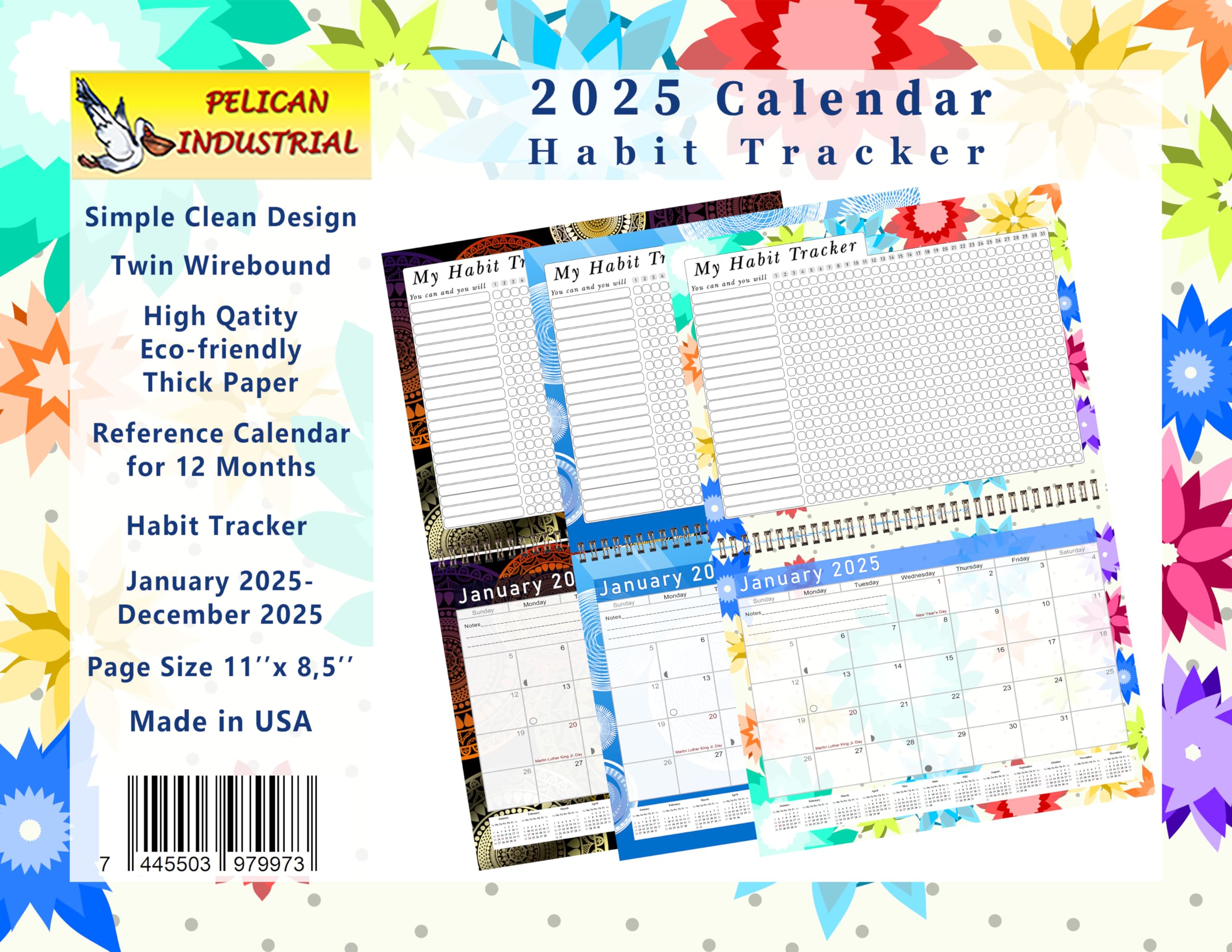 2025 Motivational Habit Tracker Calendar Planner - Daily Weekly Monthly Goal Setting Journal with Inspirational Quotes - Desktop & Wall Organizer for Productivity, Fitness & Personal Growth (Edition #01) - Perfect for Home Office, School, Gym & Gift Giving
