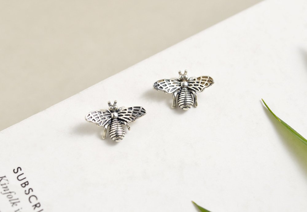 925 Sterling Silver Bee Earrings for Women - Cute Bumble Bee Stud Earrings for Teens & Girls | Perfect for Everyday Wear, Gifts & Boho Jewelry Collection
