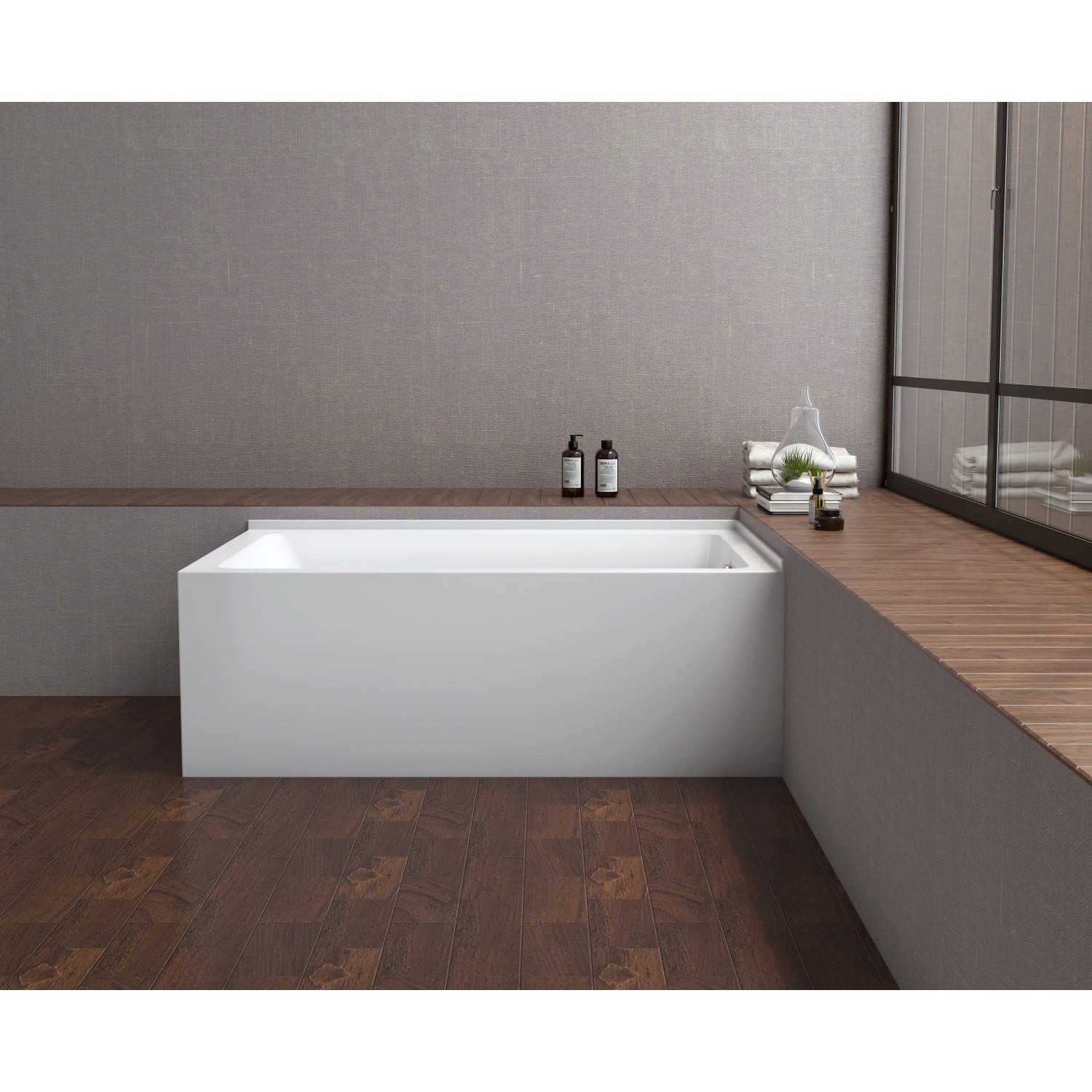 Aqua Eden VTAP6036R22TS 60-Inch Acrylic Rectangular 2-Wall Corner Alcove Bathtub - Right Hand Drain, Glossy White - Perfect for Small Bathrooms & Modern Home Spa
