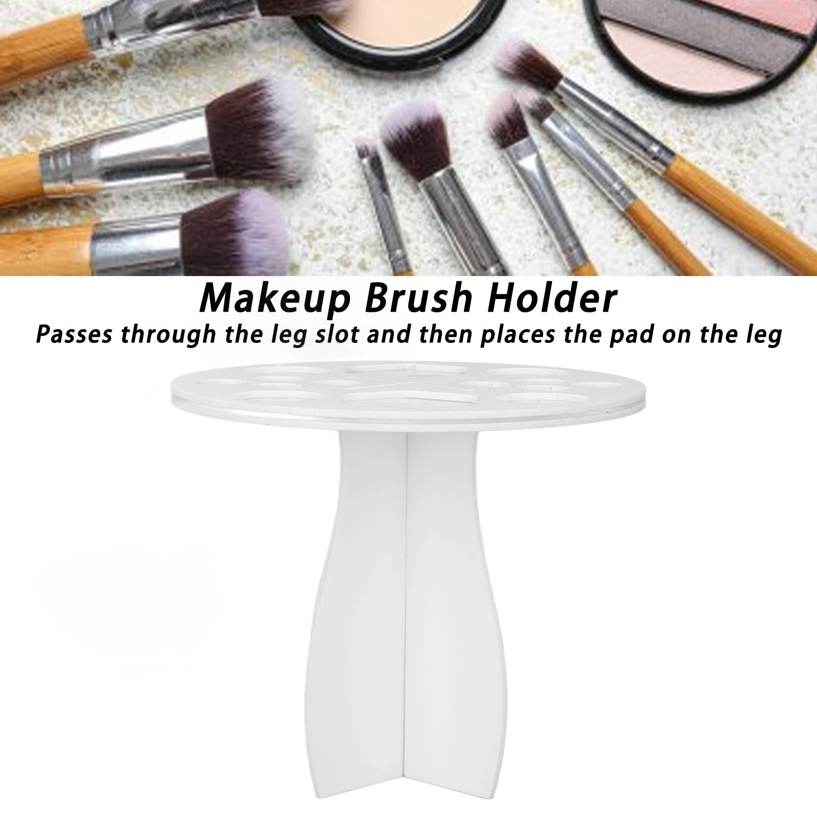 14-Hole Brush Drying Holder & Makeup Organizer Stand - White Display Rack for Makeup Brushes, Paintbrushes | Perfect for Makeup Artists, Beauty Enthusiasts & Painters - Salon, Home Vanity & Art Studio Essential