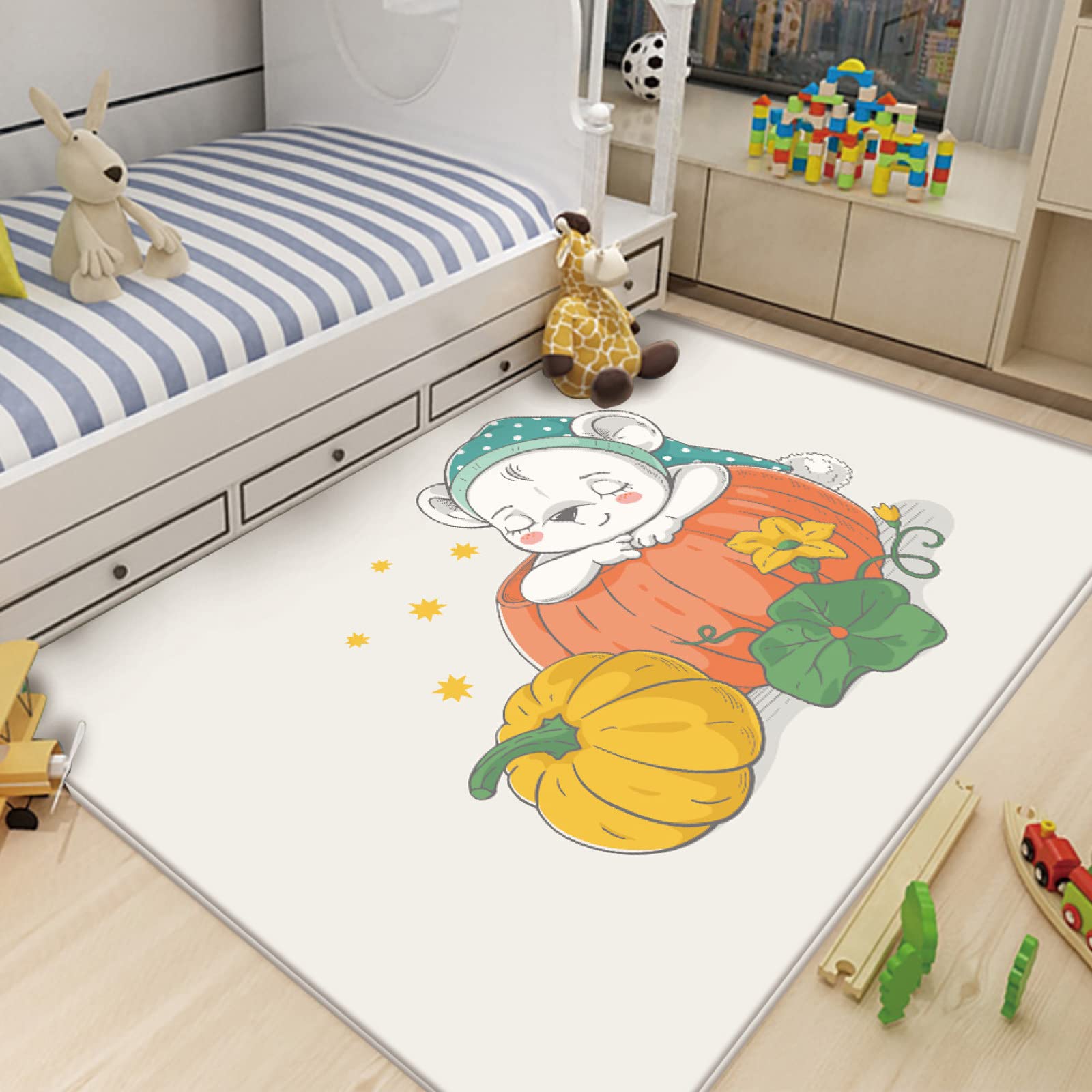 Cute Cartoon Pet Area Rug - Soft, Fluffy & Machine Washable Non-Slip Rug for Kids Room, Living Room, Bedroom, Office - 6x8ft - Perfect for Play Areas, Nursery Decor & Cozy Home Spaces