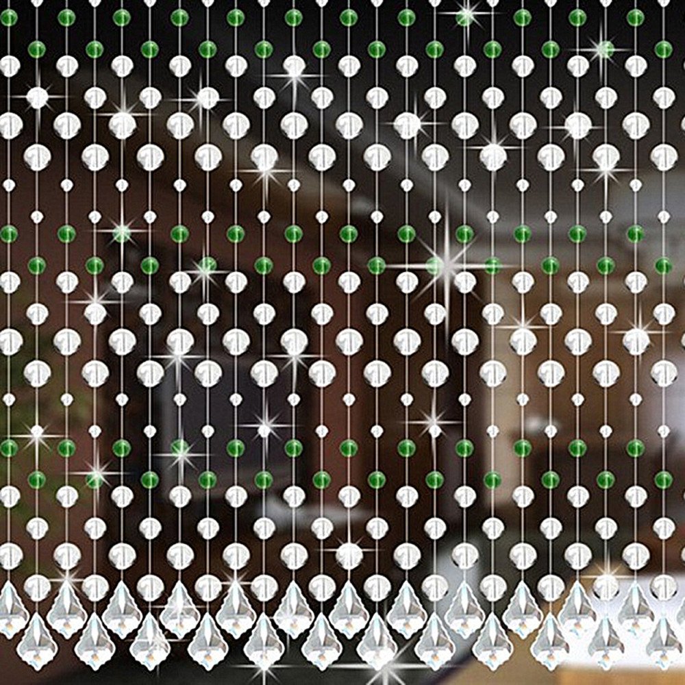 Luxury Crystal Glass Bead Curtain for Living Room, Bedroom, Window & Door Decor - Elegant Wedding Party Home Decoration (Green, One Size) | Perfect for Boho Chic, Vintage Style & Room Dividers