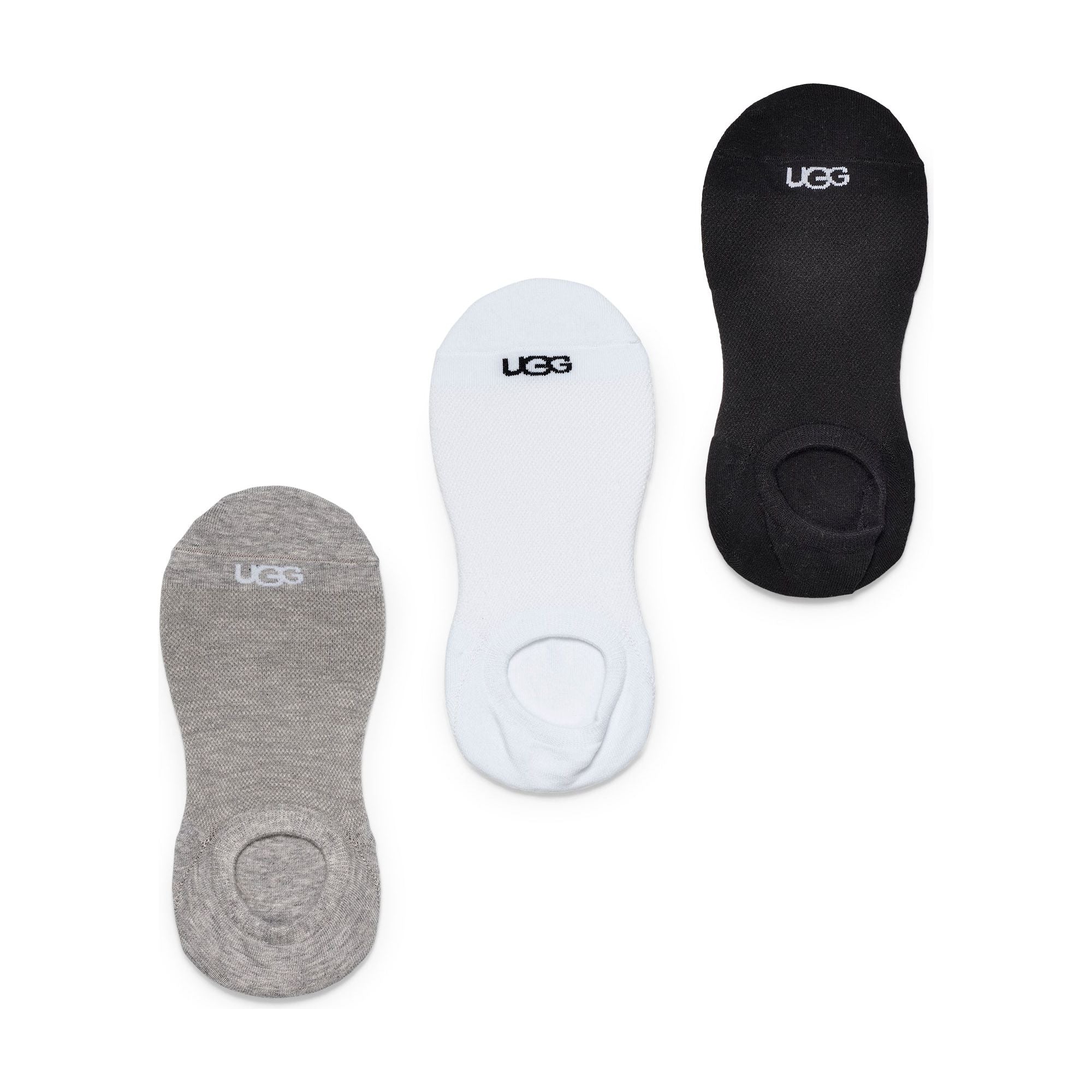 Ugg Women's Stela No Show 3 Pack Socks - White, Grey & Black | Comfortable Invisible Liner Socks for Sneakers & Loafers | Perfect for Everyday Wear & Casual Outfits