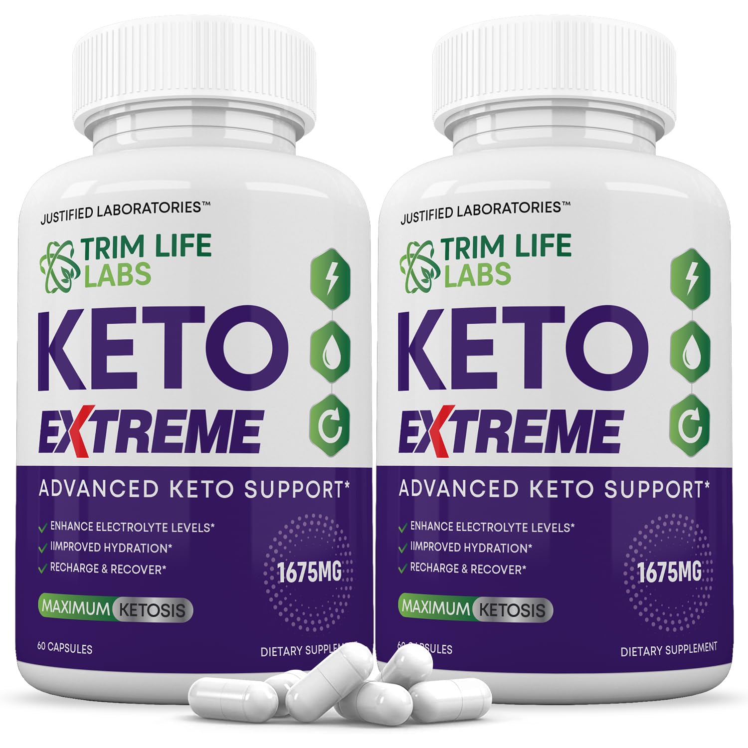 Trim Life Labs Extreme Keto Pills 1675MG (2 Pack) - Apple Cider Vinegar, Extra Virgin Olive Oil & Green Tea Leaf - 120 Capsules - Weight Loss Support for Ketogenic Diet & Energy Boost | Perfect for Low-Carb Lifestyle & Fitness Goals