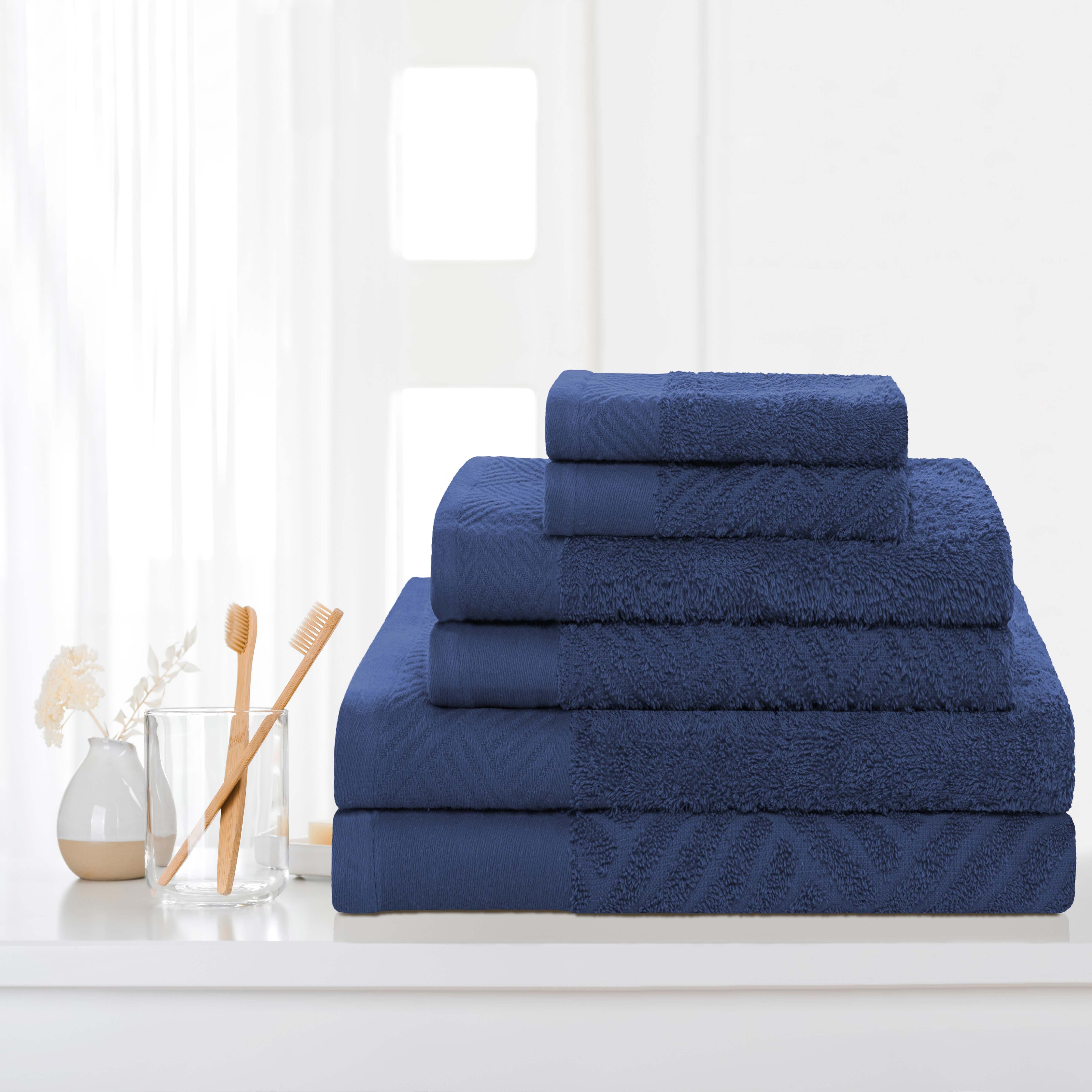 Luxury 6-Piece Egyptian Cotton Towel Set - Basketweave Jacquard & Solid Design - Ultra Soft & Absorbent Bath Towels for Spa, Hotel, or Home Use