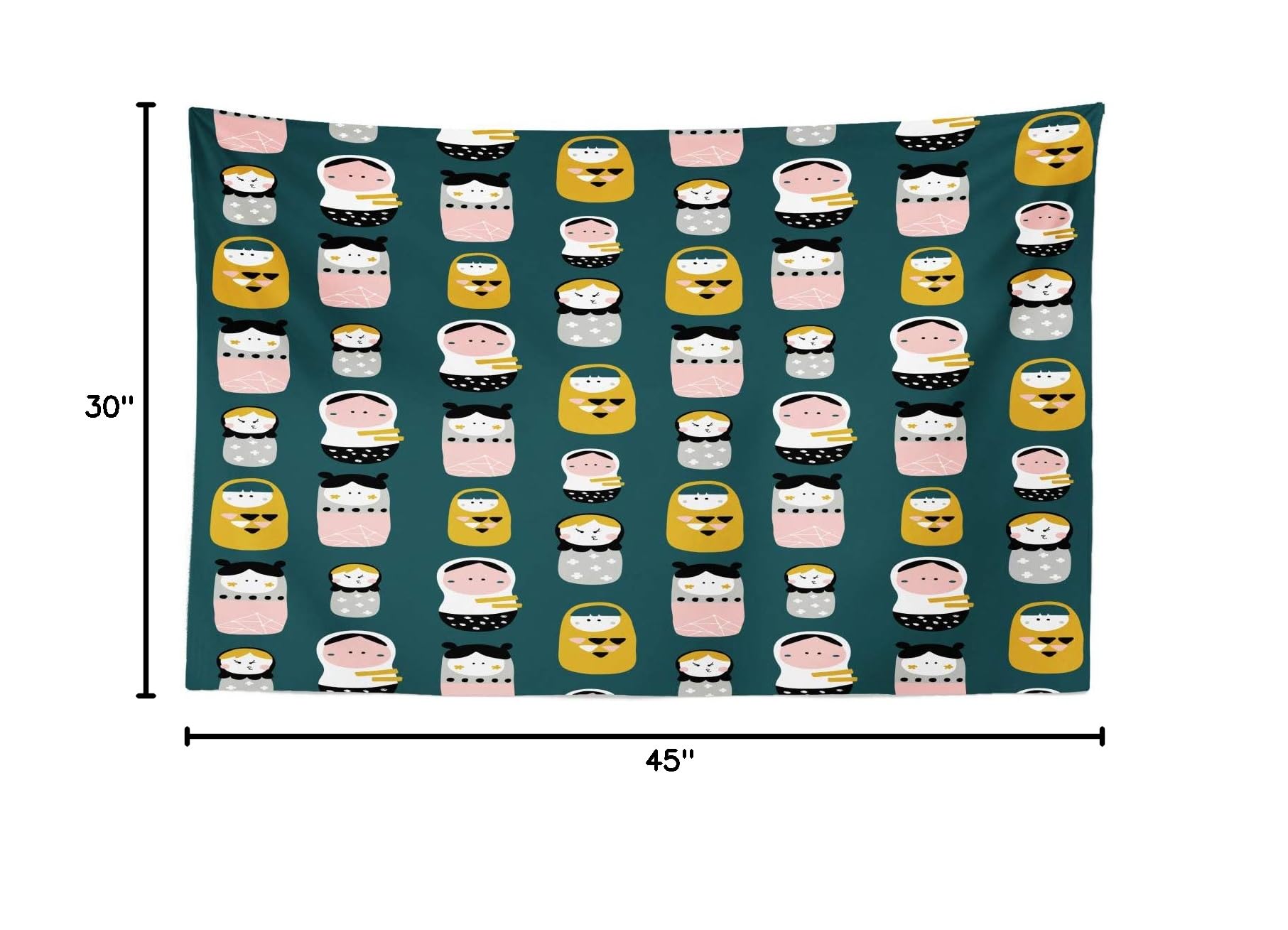 Ambesonne Scandinavian Tapestry Wall Art - Russian Nesting Dolls Design on Dark Teal Background, 45