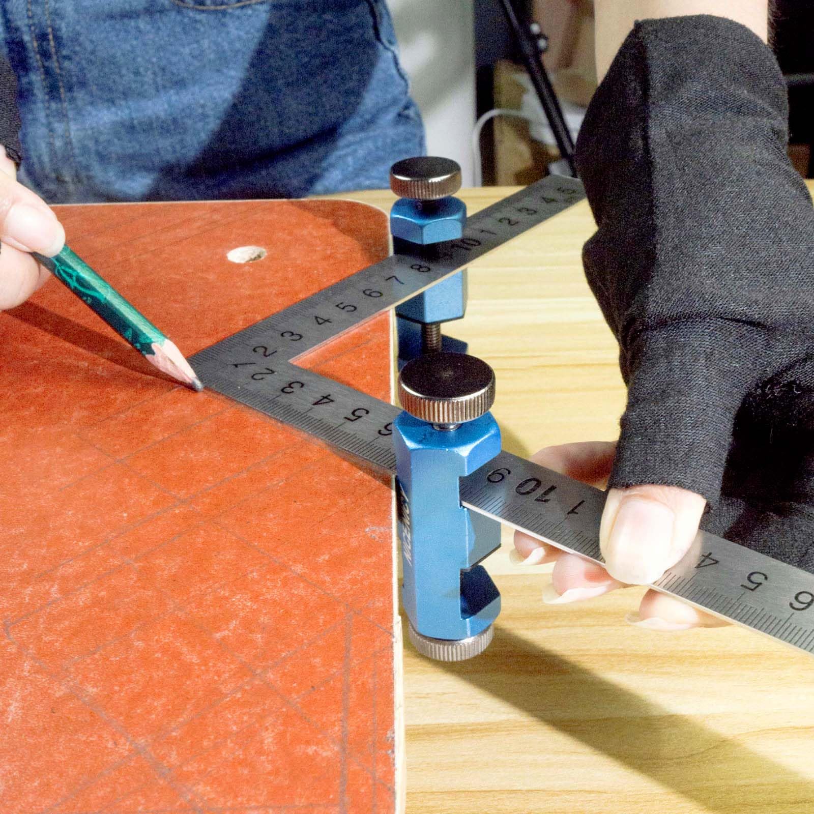 New Tall Stair Gauges - NICENICY Framing Square Stops with Holder, 2 Clamps & Screws - Professional Stair Stringer Layout Tool for Carpentry & Woodworking - Durable Stair Gauges Knobs for Circular Saw - Perfect for DIY Home Improvement & Staircase Construction Projects