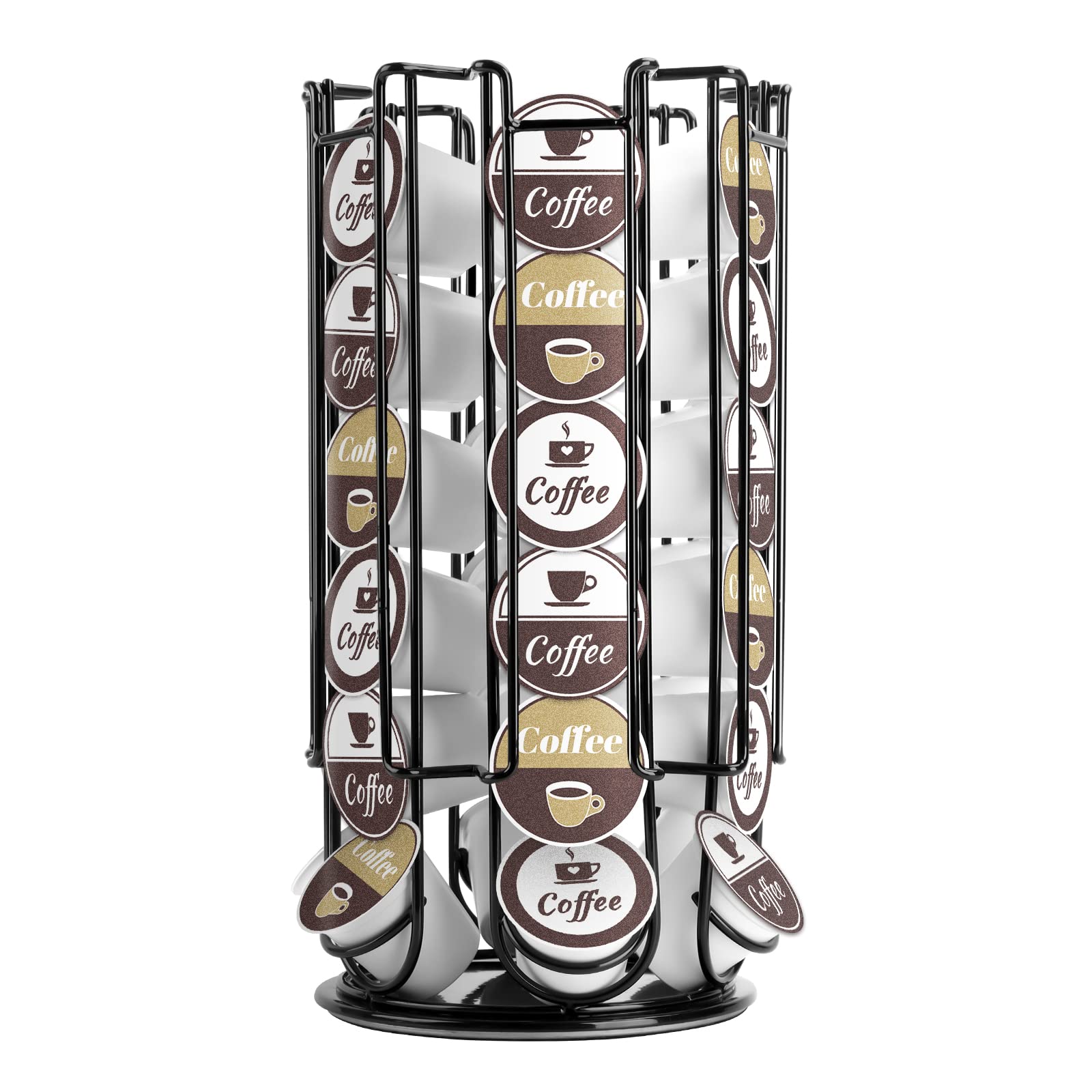 K Cup Coffee Pod Holder Organizer - Holds 36 Coffee Capsules, Compatible with Keurig & Most Single-Serve Coffee Makers - Space-Saving Black Storage for Kitchen Countertop or Office Break Room