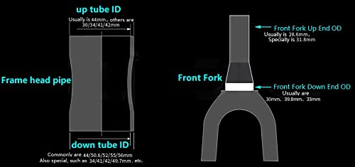 MAXXLITE 44-55mm 56MM 1-1/8 Threadless Double Sealed Lightweight MTB Headset Bearings - Compatible with Mountain Bike & Road Bicycle Straight/Tapered Tube Frame Forks - Perfect for Trail Riding, Commuting & Bike Upgrades