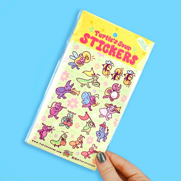 Bug Band Glitter Vinyl Sticker Sheet - Waterproof Decals for Laptops, Phones, Scrapbooking & DIY Crafts