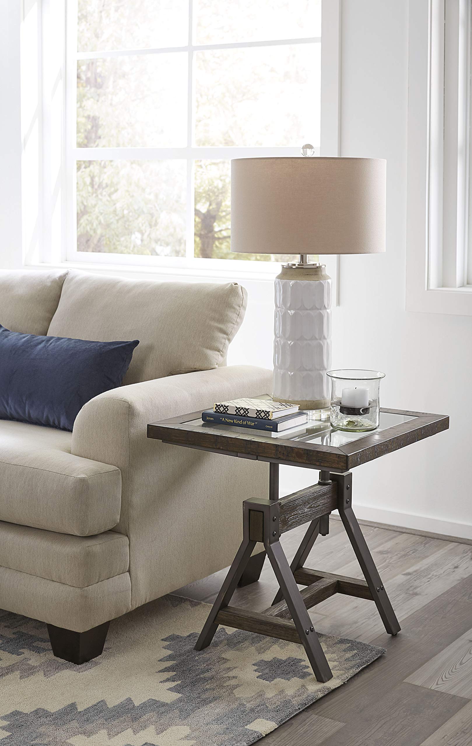 Modern End Table by Modus Furniture - No Storage, Medici Charcoal Brown Finish - Perfect for Living Room, Bedroom, or Office Side Table