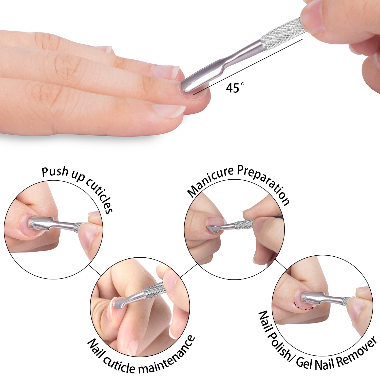 **Ejiubas Cuticle Pusher & Cutter Set - Surgical Grade Stainless Steel Cuticle Trimmer & Nipper for Professional Manicure & Pedicure - Durable Nail Care Tools for Fingernails & Toenails - Perfect for Salon, Home Use & DIY Gel Polish Removal**