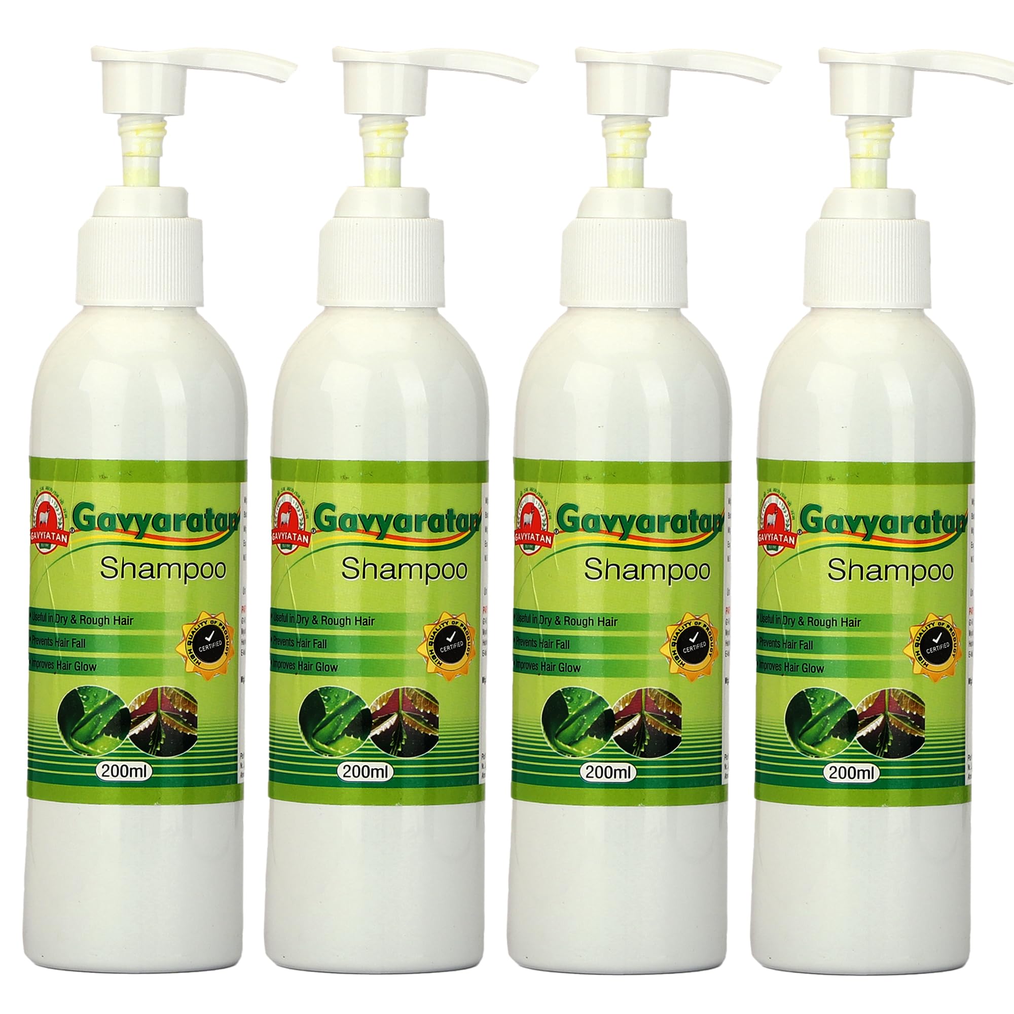 GAVYRATAN Anti Hair Fall & Hair Growth Shampoo with Natural Botanicals | 200ml (Pack of 4) | Promotes Healthy, Strong & Beautiful Hair | Perfect for Daily Use & Scalp Care