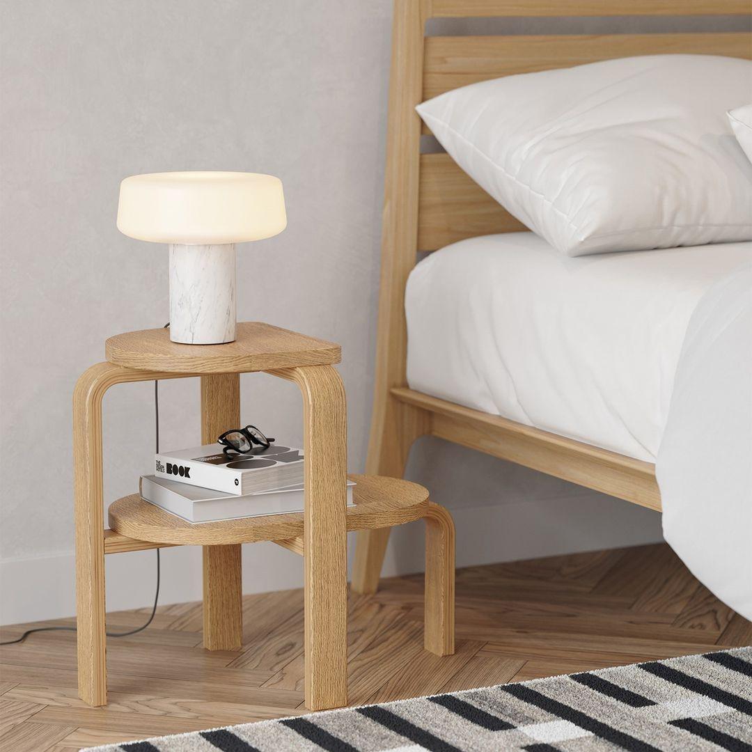 Modern Solid Wood Table Lamp - Warm White LED Light for Living Room, Bedroom, or Office Desk - Perfect for Reading, Working, and Creating Cozy Ambiance