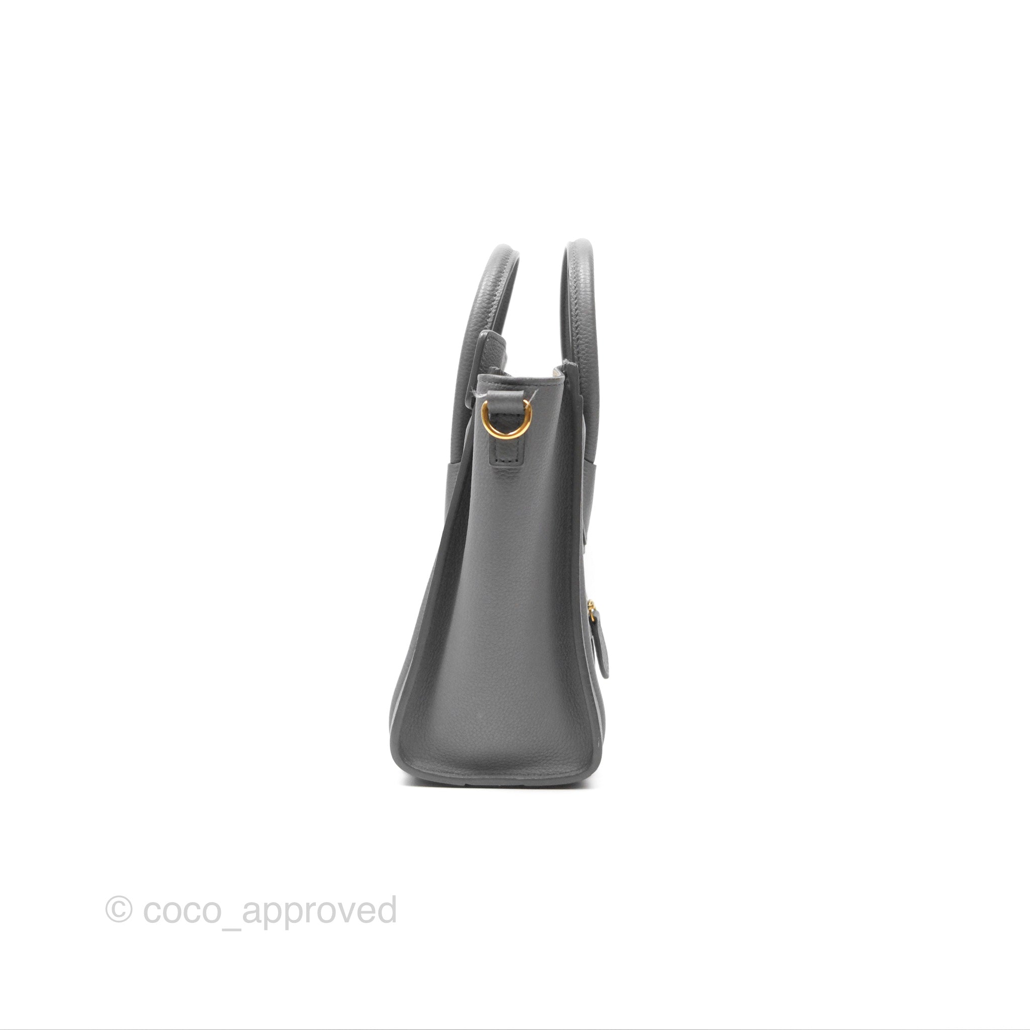 Celine Nano Luggage Bag in Grey Drummed Calfskin Leather - Perfect for Work, Travel & Everyday Luxury Handbag
