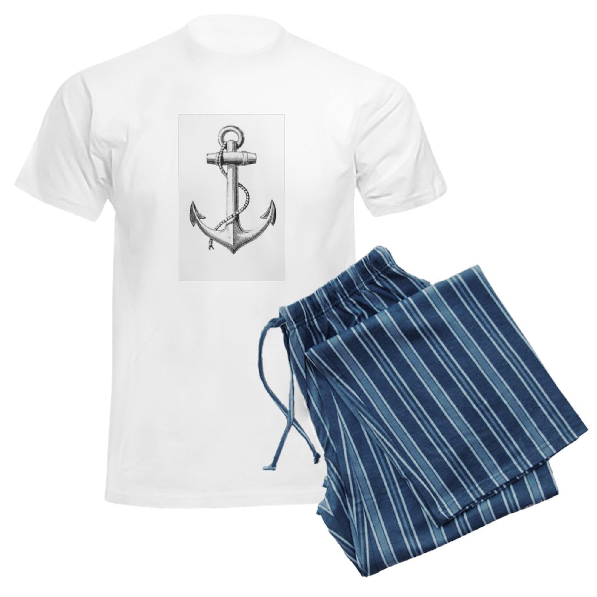 Anchor Print Men's Pajama Set - Soft & Comfortable Sleepwear for Lounge & Sleep | Novelty Lightweight PJs for Relaxing at Home