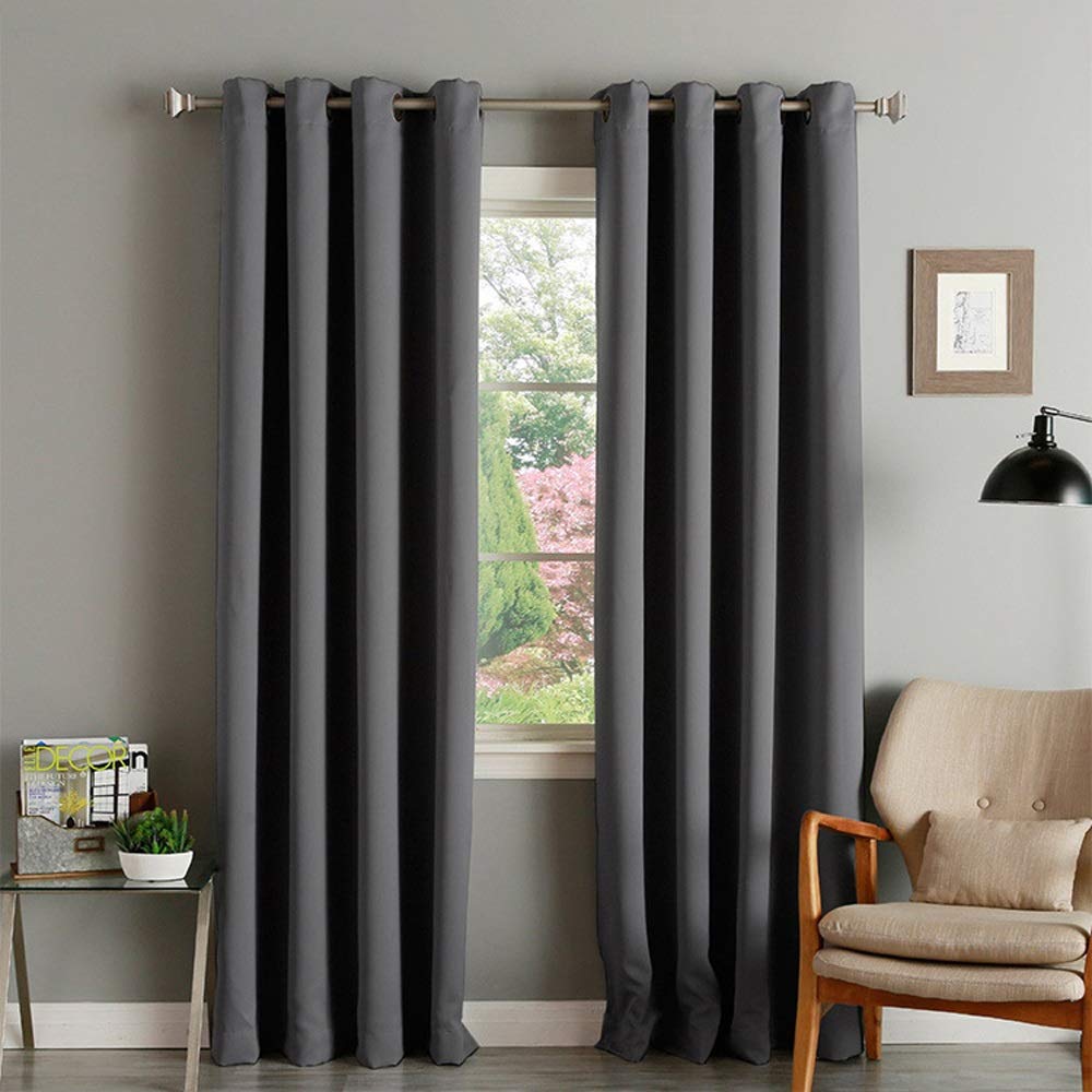 Blackout Curtains for Living Room & Bedroom - Thermal Insulated Dark Curtain Panels with Grommets for Sliding Glass Doors (2PC Set) - Blocks Light & Noise for Better Sleep | Perfect for Home Theater, Nursery & Shift Workers