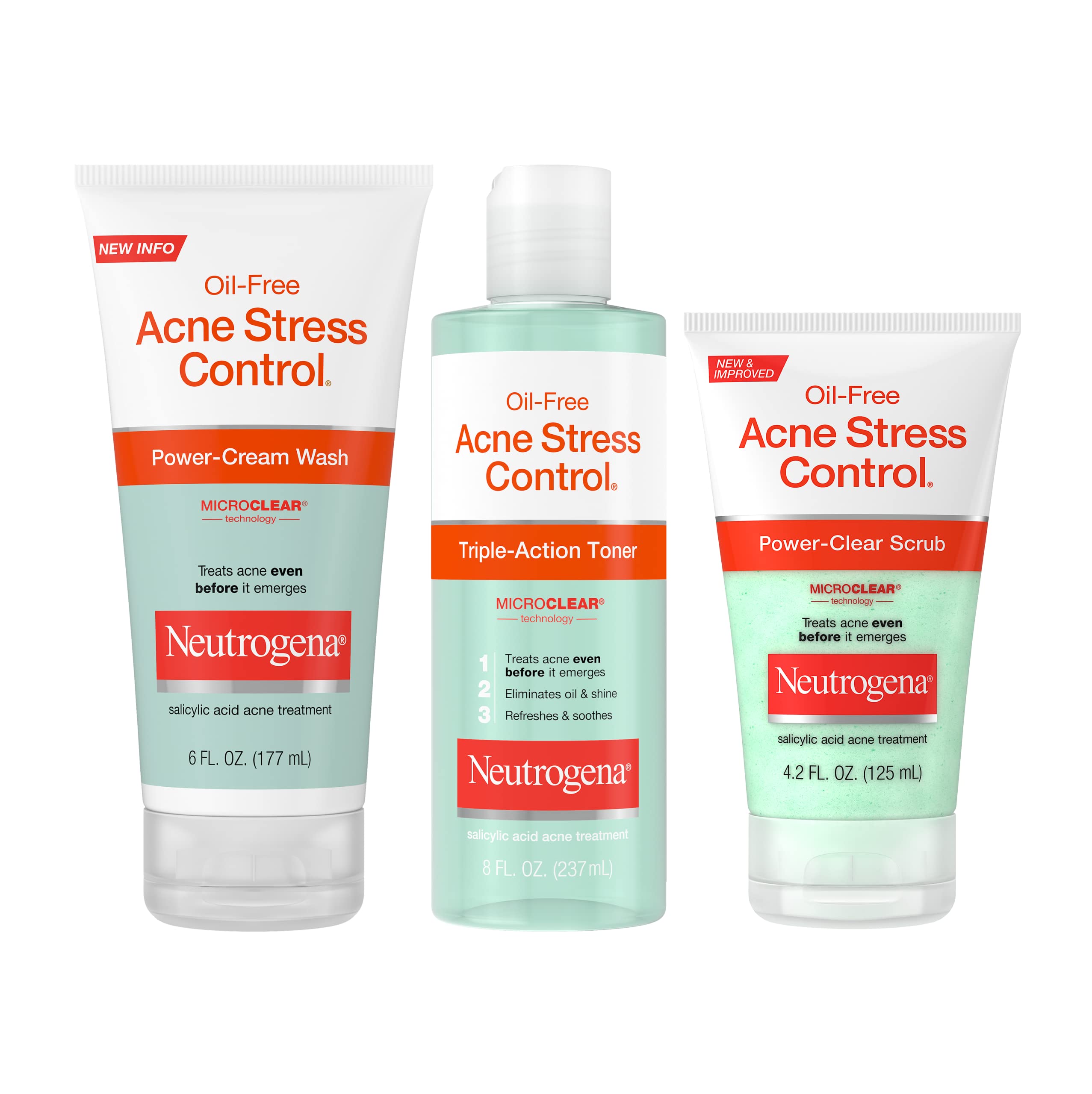 Neutrogena Oil-Free Acne Stress Control Triple Action Toner 8 oz (10 Pack) - Acne Treatment for Oily & Sensitive Skin - Perfect for Daily Skincare Routine & Travel