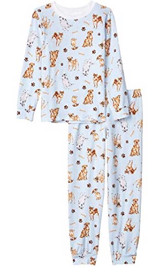 **Boys' Dog Print Pajama Set - Soft & Comfortable Full-Length Sleepwear for Kids - Perfect for Bedtime, Lounging & Family Movie Nights**