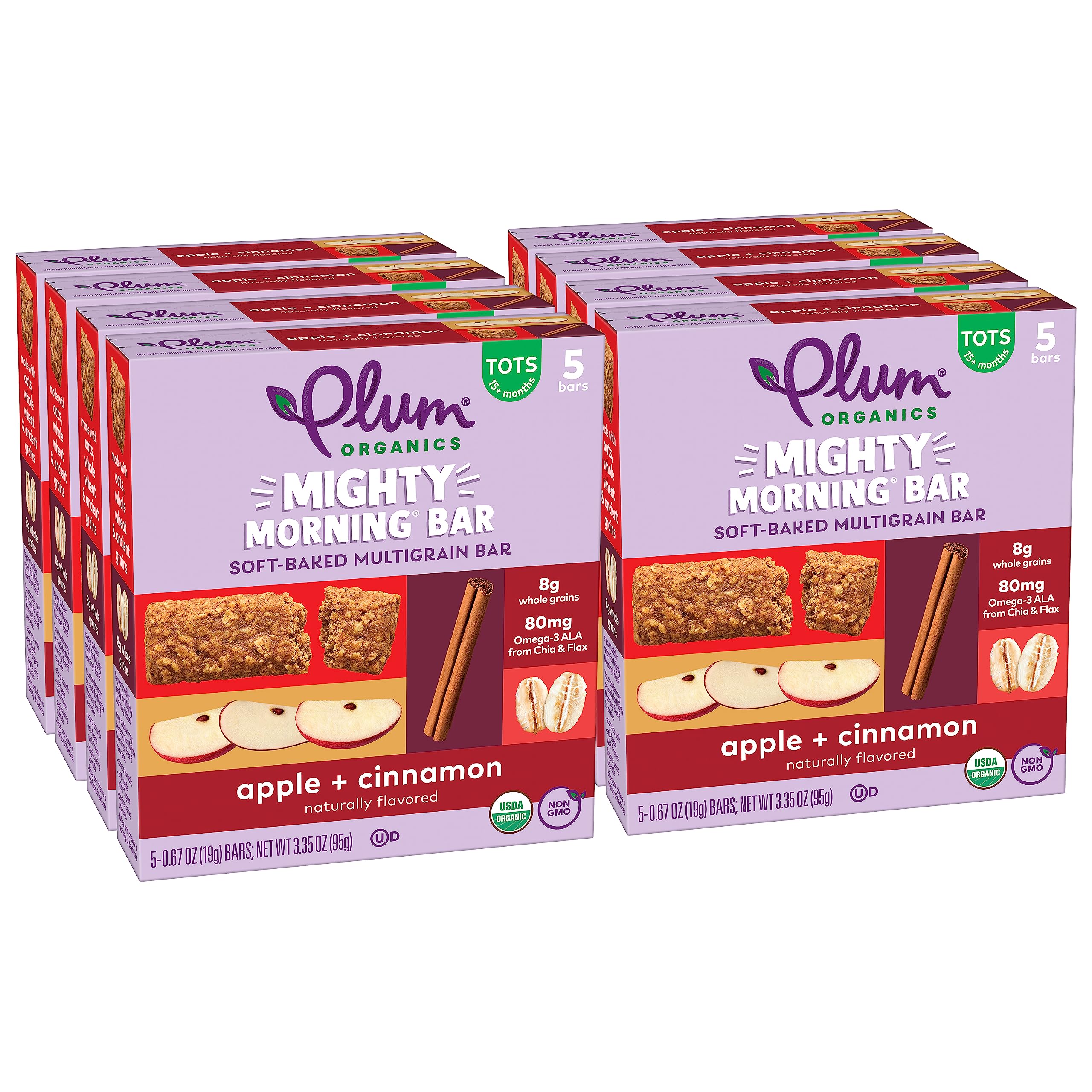 Organic Toddler Snack Bars - Apple Cinnamon (Pack of 40) - Healthy Breakfast & On-the-Go Snacks
