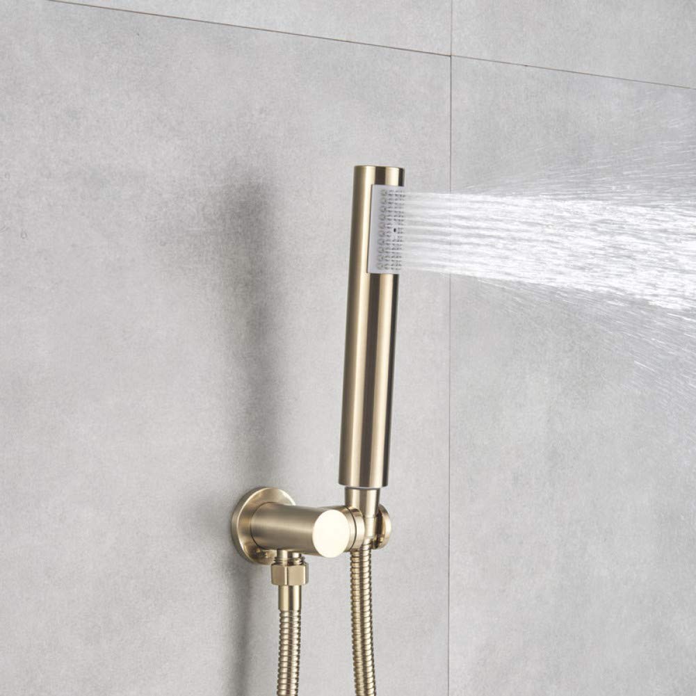 Premium Brushed Gold Wall-Mounted Shower Set - Hot & Cold Water Faucet with Full Copper Handheld Shower Head - Perfect for Modern Bathrooms & Spa-Like Showers