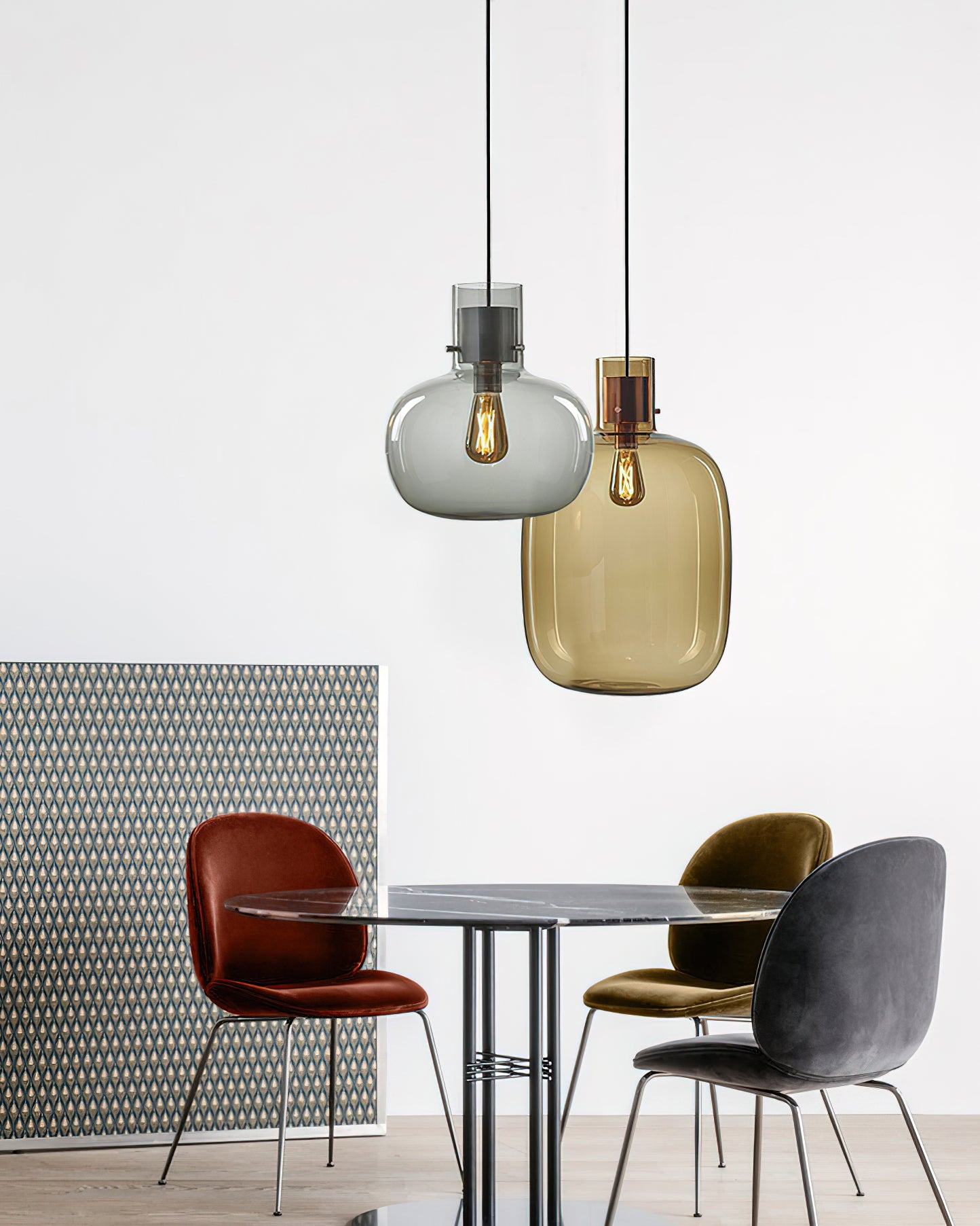 Cambre Glass Pendant Light - Modern Hanging Fixture for Kitchen Island, Dining Room & Bedroom Lighting - Dimmable LED Chandelier with Clear Glass Shade