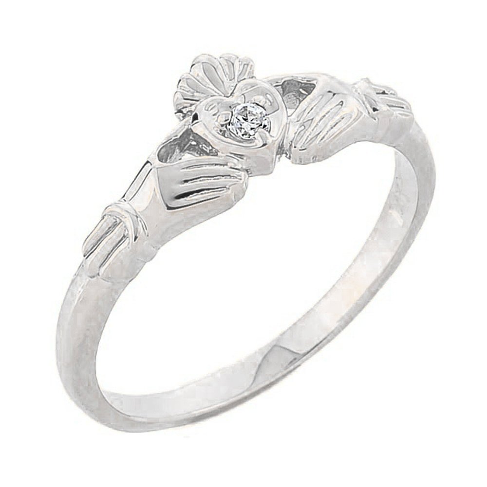 14K White Gold Claddagh Diamond Engagement Ring for Women - Perfect for Proposals, Weddings & Anniversary Gifts