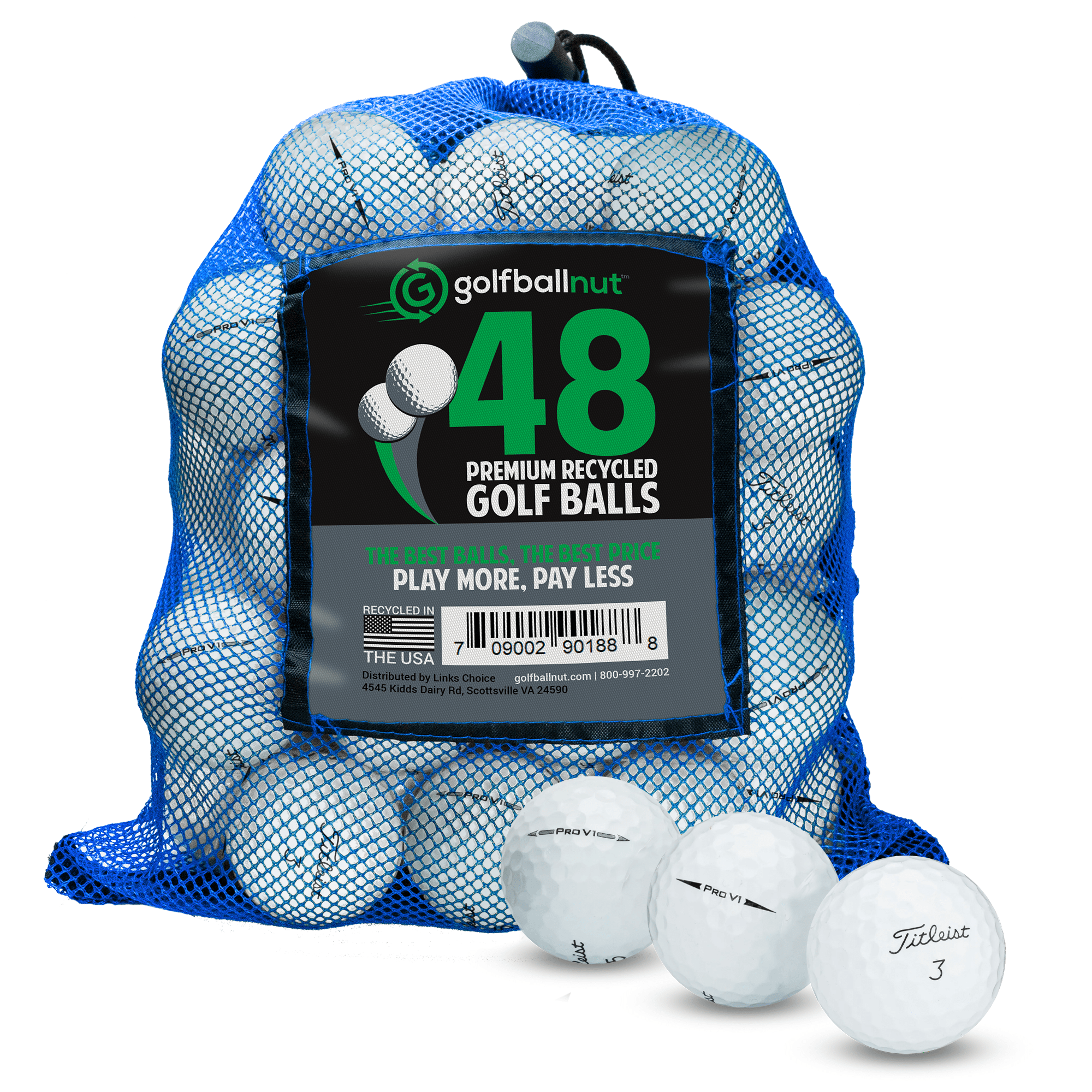 Premium Used Titleist Pro V1 Golf Balls - 12/24/36 Pack Practice Golf Balls with Durable Mesh Bag | High Performance Recycled Golf Balls for Driving Range, Practice & Casual Play