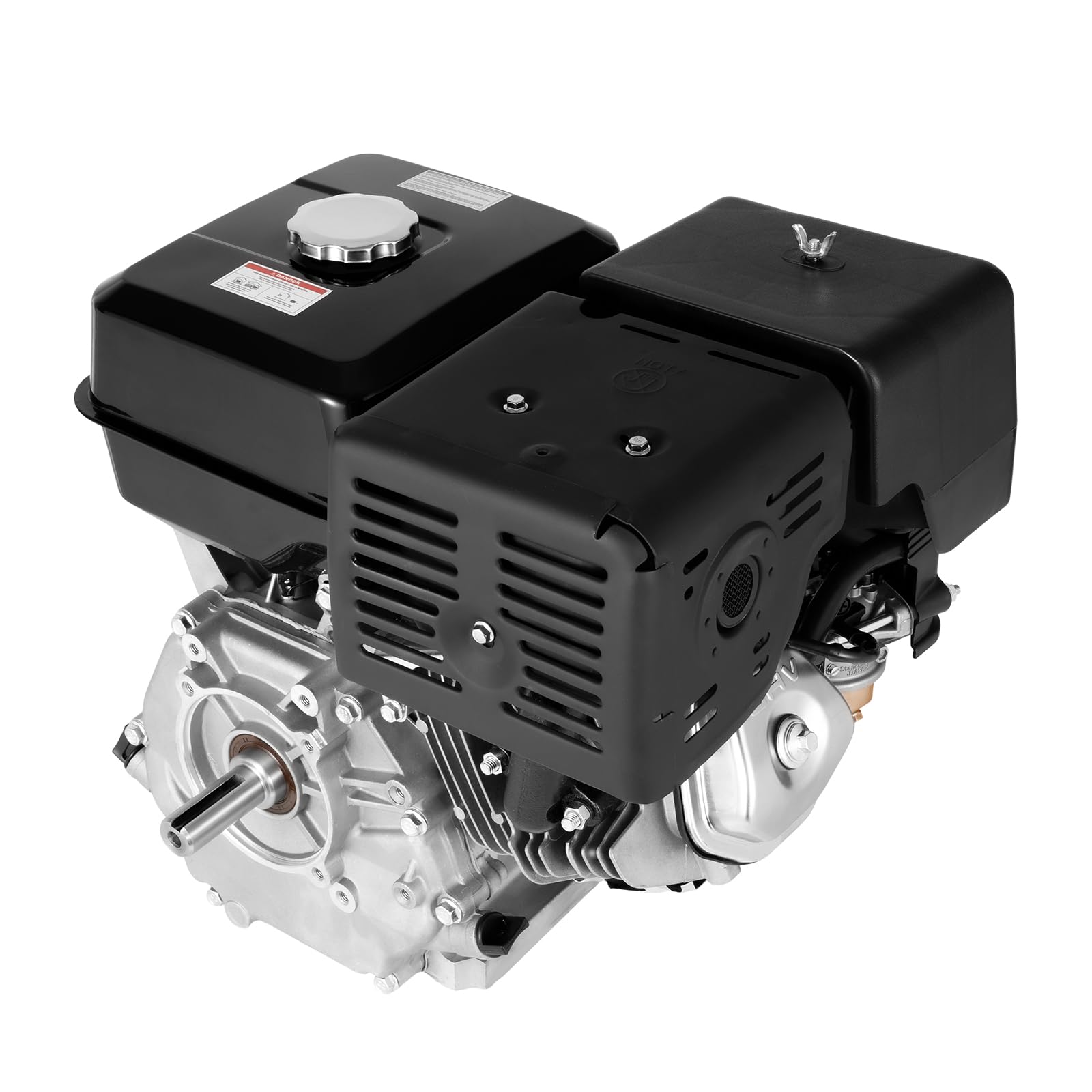 TBVECHI 15HP 420CC 4-Stroke OHV Gasoline Engine - Low Fuel Consumption, Oil Alarm, Manual Recoil Start - Ideal for Lawn Mowers, Tillers & Garden Tools (Black)