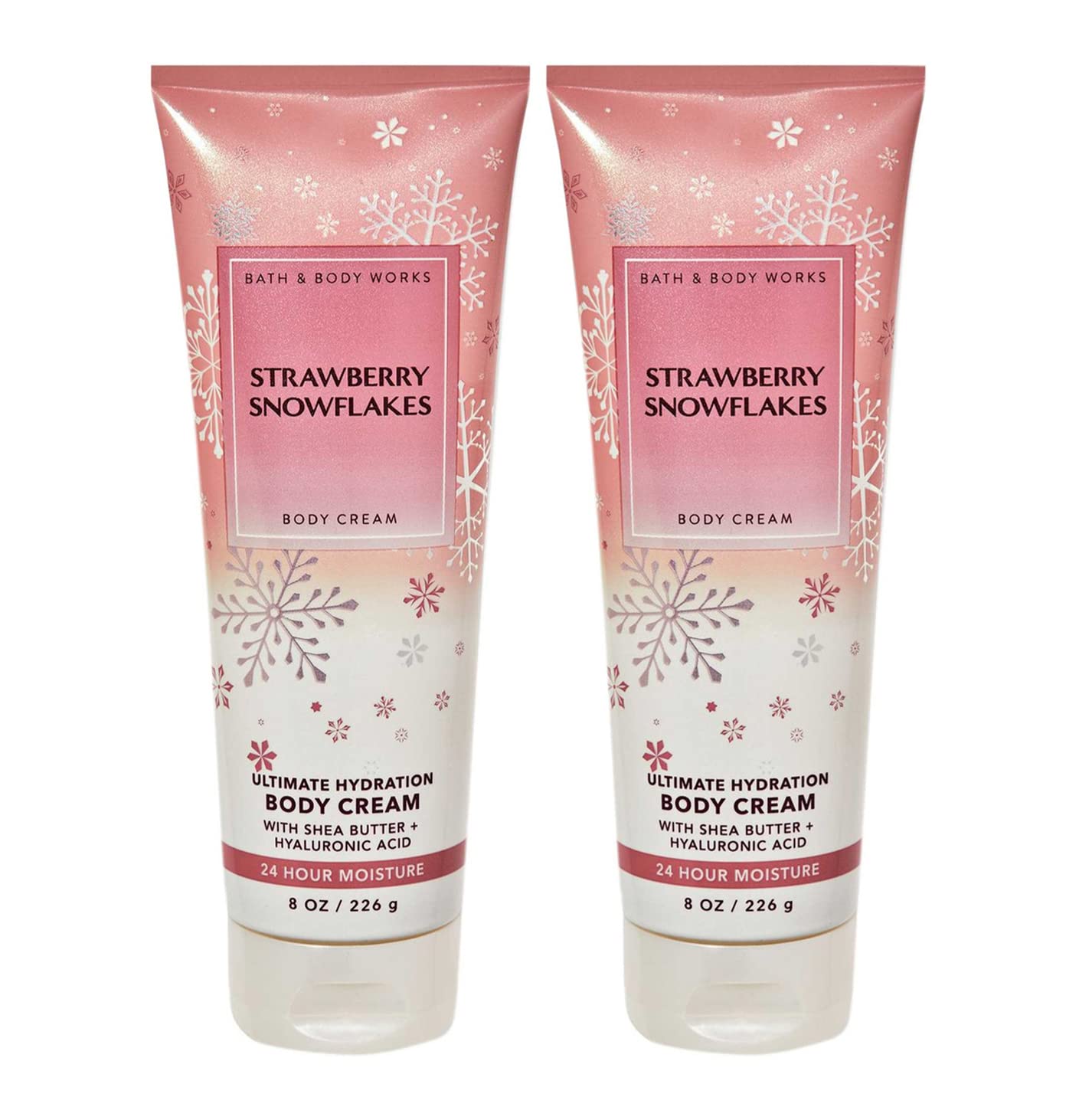 Bath & Body Works Strawberry Snowflakes Ultimate Hydration Body Cream for Women - 8 Fl Oz 2-Pack | Deep Moisturizing & Long-Lasting Fragrance | Perfect for Dry Skin Care & Winter Hydration
