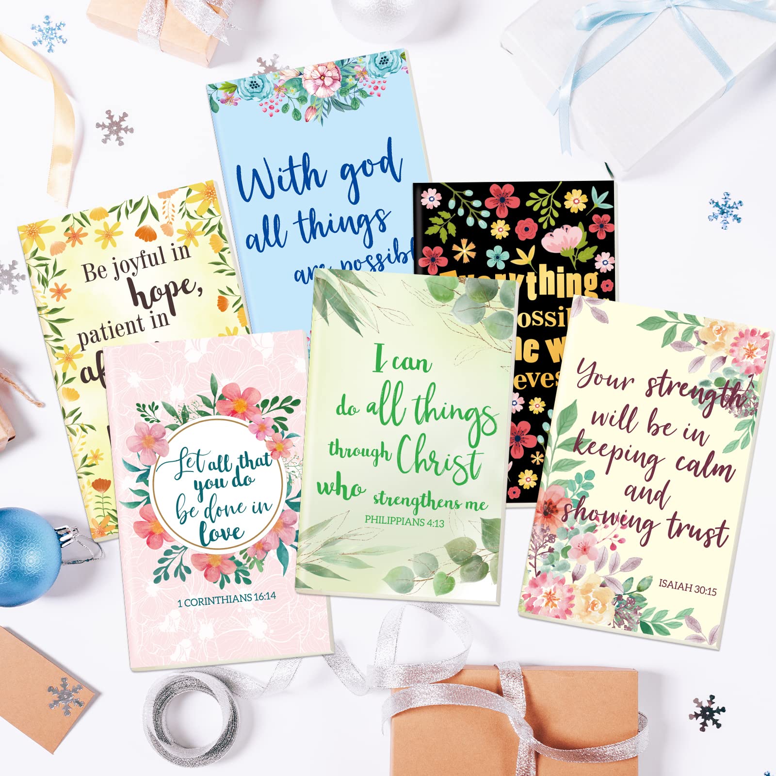 6 Pack Christian Prayer Journal Notebooks for Women - Inspirational Bible Verse Lined Notepads, Scripture Writing & Daily Devotional - Perfect for Bible Study, Church Notes & Gift Giving