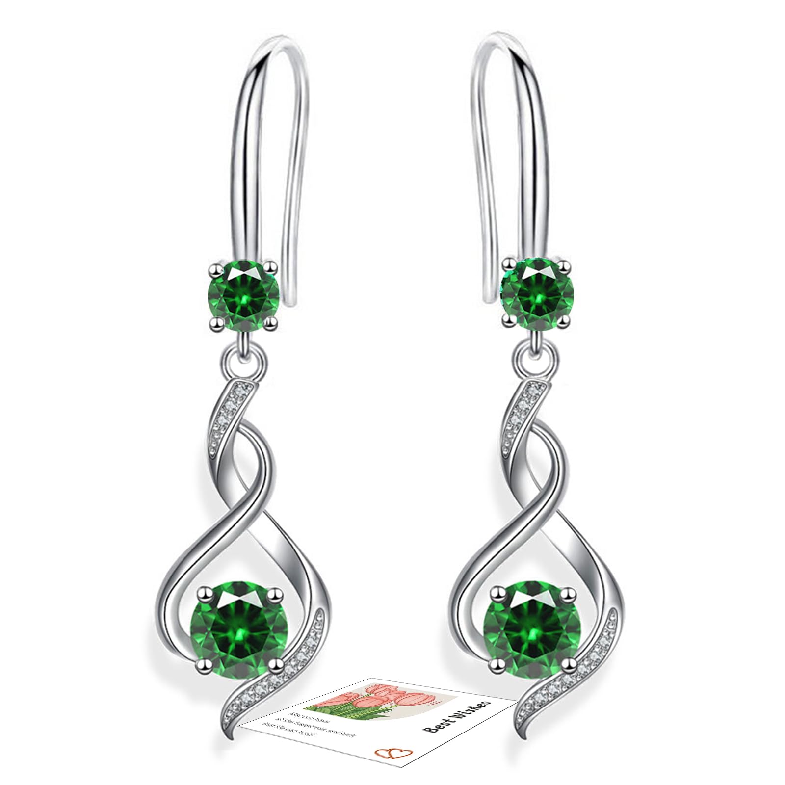 YOEE Sterling Silver Plated Drop Earrings for Women & Girls | Hypoallergenic Dangle Birthstone Earrings with Cubic Zirconia | Perfect Birthday & Mother's Day Jewelry Gift for Her | Elegant for Parties, Weddings & Daily Wear