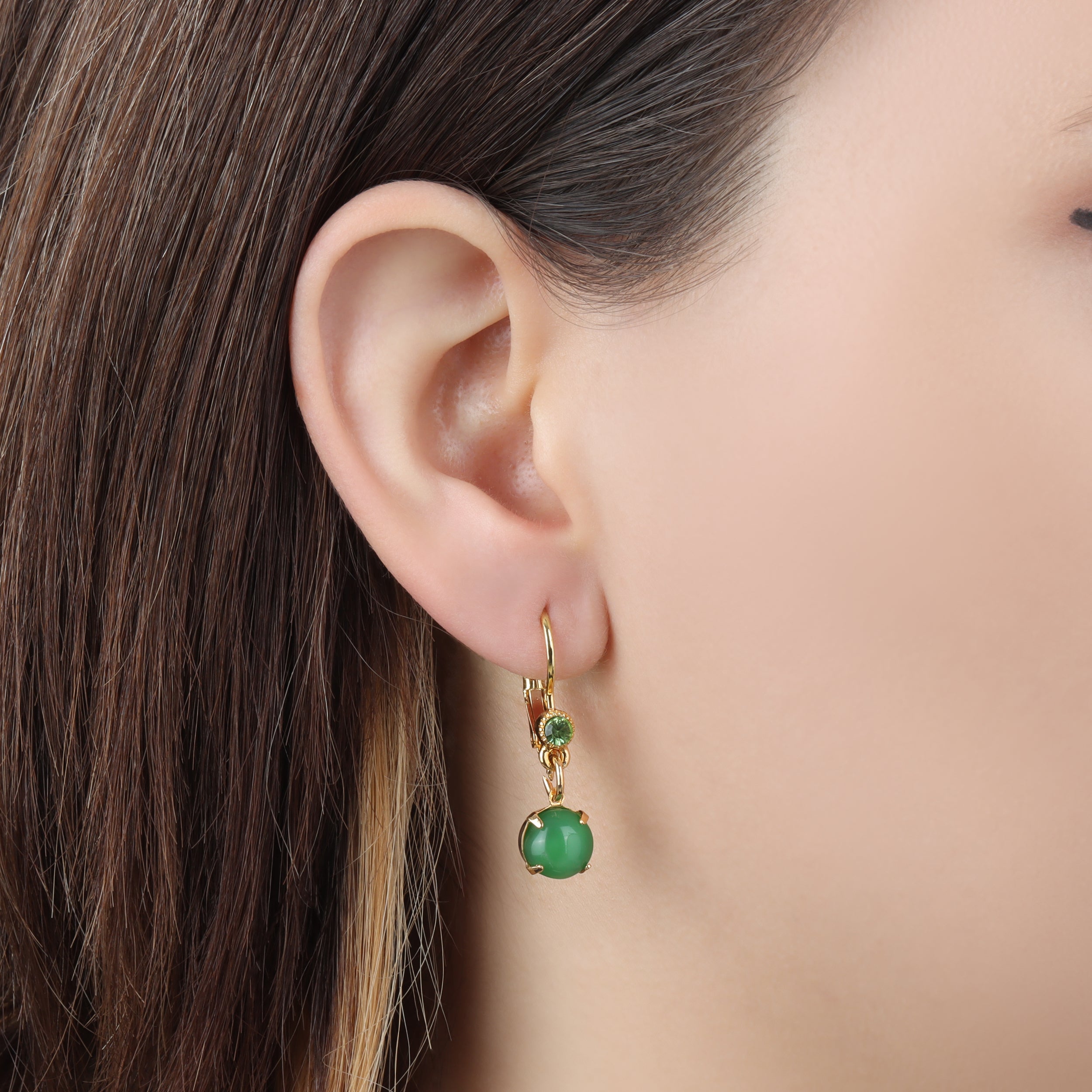 1928 Vintage Peridot Crystal & Green Moonstone Drop Earrings - Elegant Dangle Earrings for Women, Perfect for Weddings, Parties & Special Occasions
