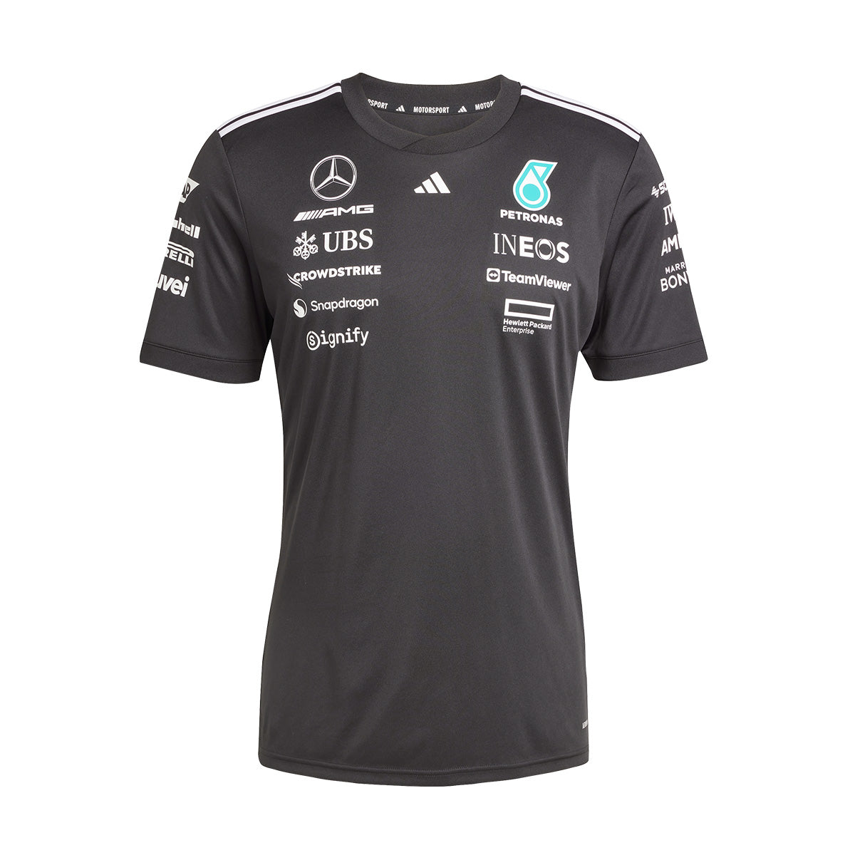 Official Mercedes AMG Petronas F1 Team Black Reflective Silver Driver Jersey - Premium Racing Shirt for Formula 1 Fans - Perfect for Race Day, Sports Events & F1 Enthusiast Gifts