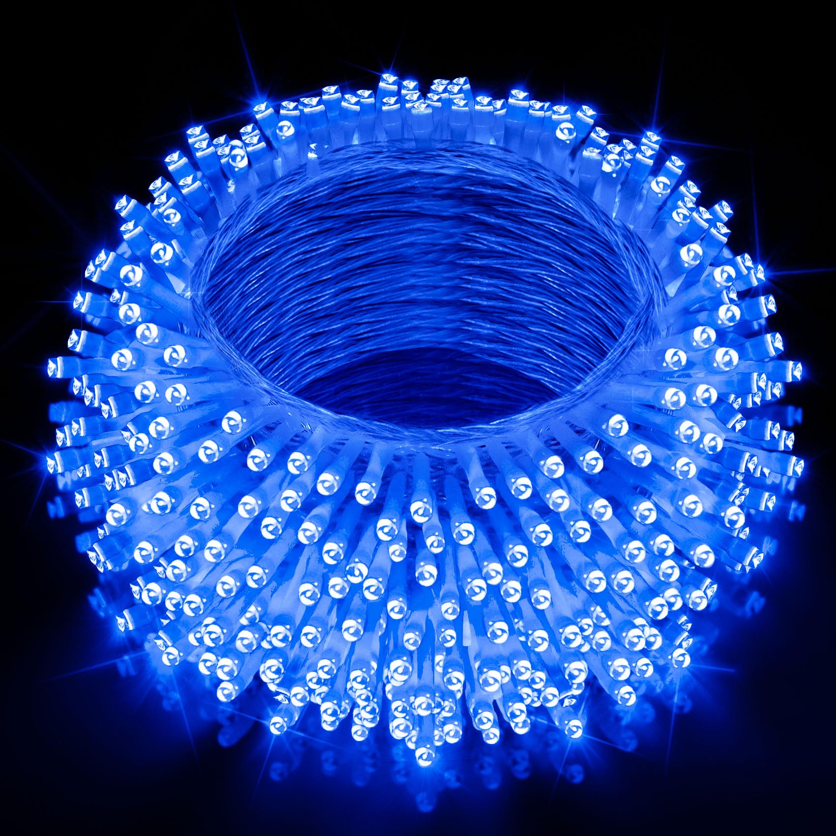 JXLEDAYY 200 FT 500 LED Christmas Lights Outdoor Waterproof Fairy String Lights - 8 Lighting Modes with Timer, Clear Wire for House, Tree, Patio, Yard, Wedding & Holiday Decor (Blue) | Perfect for Christmas, Halloween, Garden Parties & Backyard Events