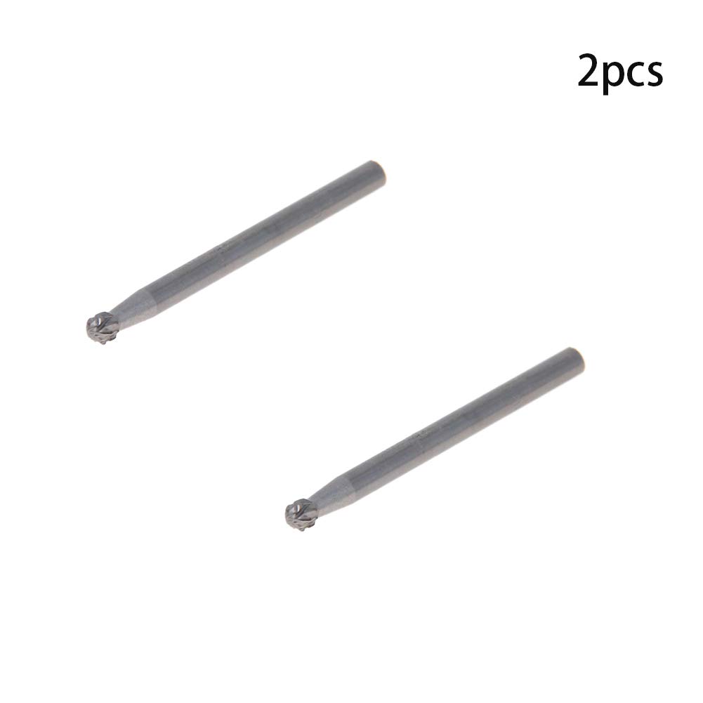Utoolmart Tungsten Carbide Rotary Files - 3mm Shank Double Cut Spherical Burr Set (2pcs) for Wood, Soft Metal Carving & Polishing | Perfect for Die Grinders, Drill Bits & DIY Projects