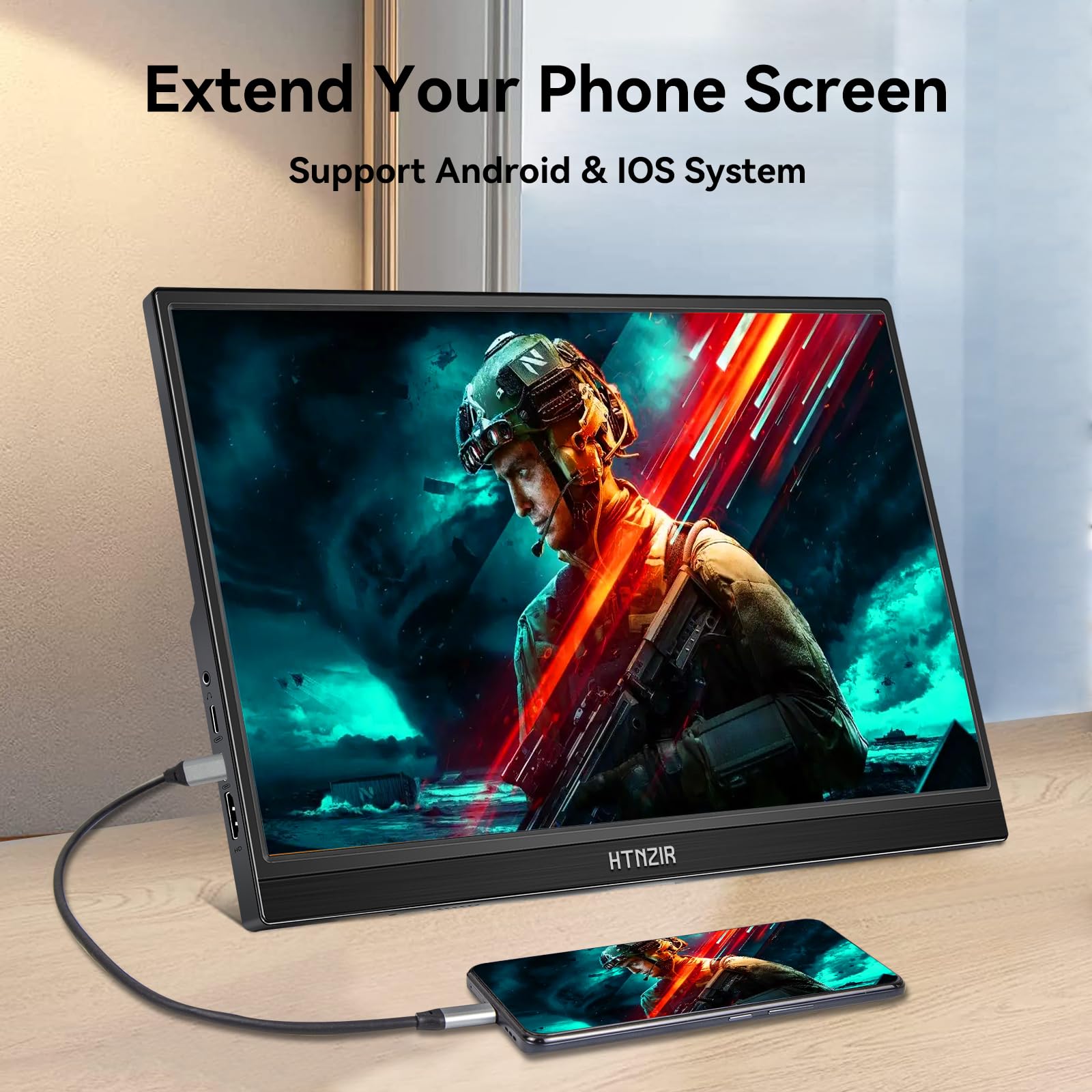 Portable 14 Inch FHD HDMI USB-C Second Monitor with Kickstand & Speakers, HDR Plug&Play for Laptop PC Phone Mac Xbox PS5/PS4 Switch - Ideal for Work, Gaming, and Home Entertainment
