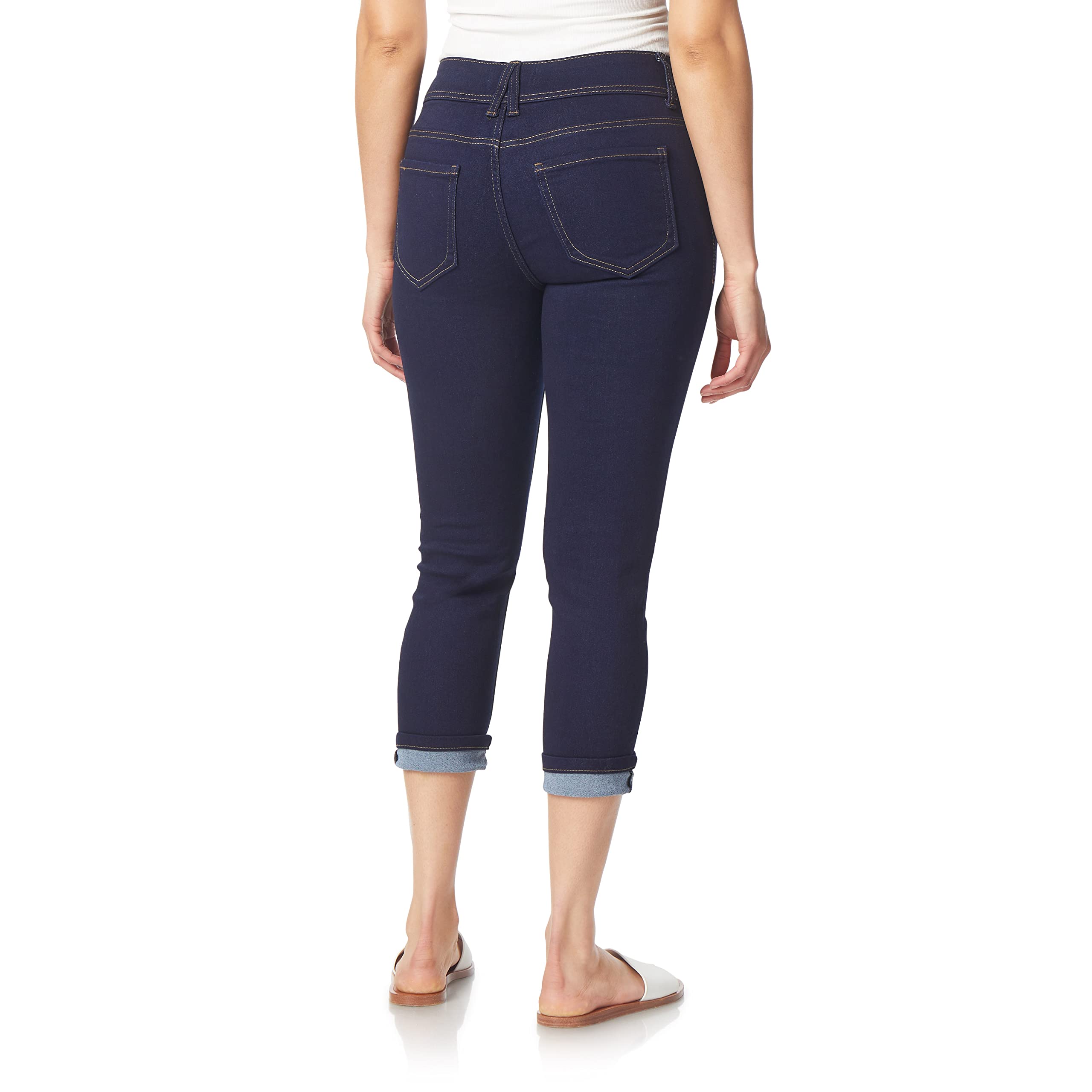 Angels Forever Young Women's High Waisted Curvy Fit Stretch Denim Crop Jeans - Perfect for Casual Outfits, Date Nights & Weekend Brunch