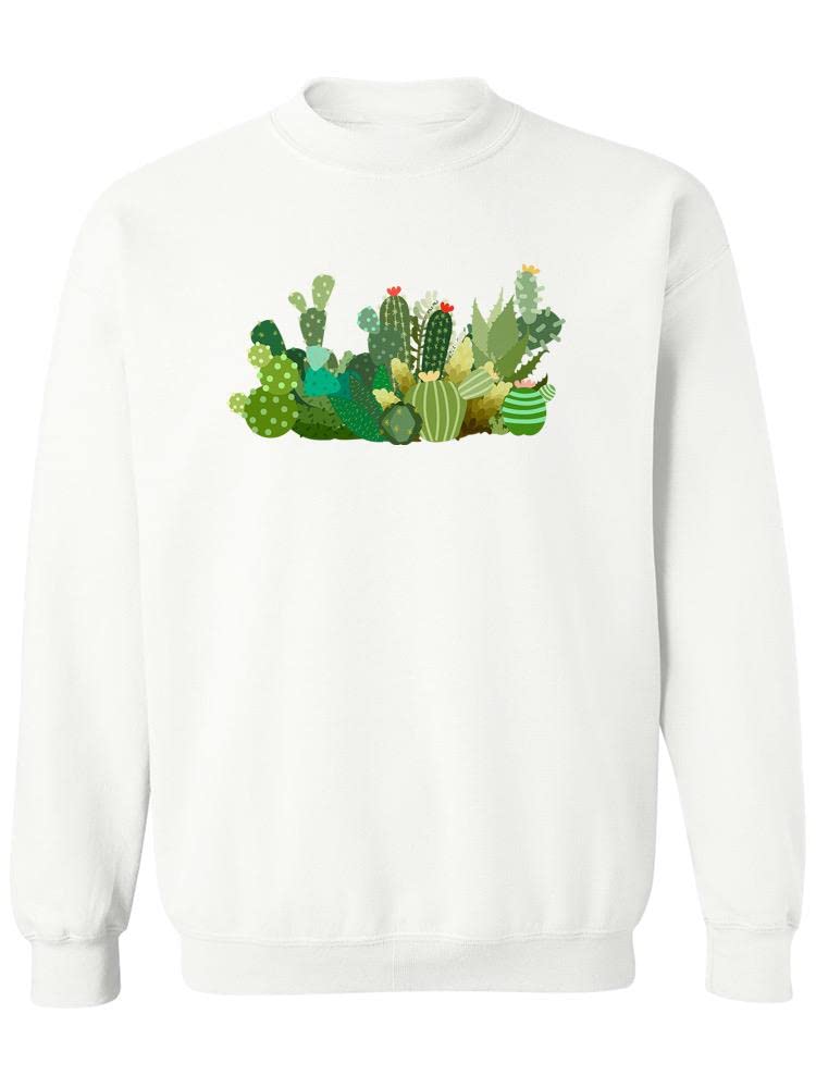 Smartprints Cacti Sweatshirt for Women - Trendy Cactus Print Pullover, Soft Cotton Blend, Comfortable Loungewear - Perfect for Casual Outings, Coffee Dates & Cozy Weekends