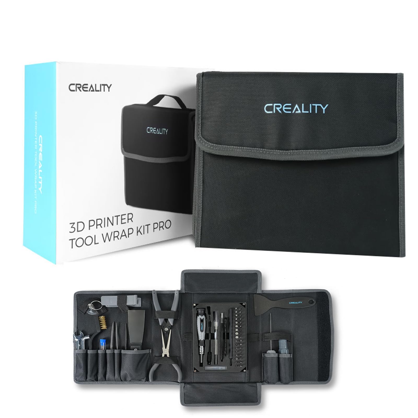 Creality 3D Printer Tool Wrap Kit Pro - Complete Assembly, Removal & Filament Cutting Tools for Cleaning & Finishing Prints | Compatible with Creality & All FDM 3D Printers | Perfect for Workshop, DIY Projects & Professional 3D Printing