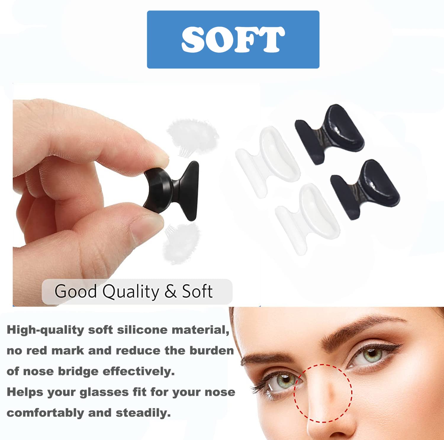 Butterfly Shape Air Bag Nosepads - Anti-Slip Adhesive Eyeglass Nose Pads with Comfortable Air Chamber for Glasses & Sunglasses - Perfect for Reading, Driving, and Outdoor Activities